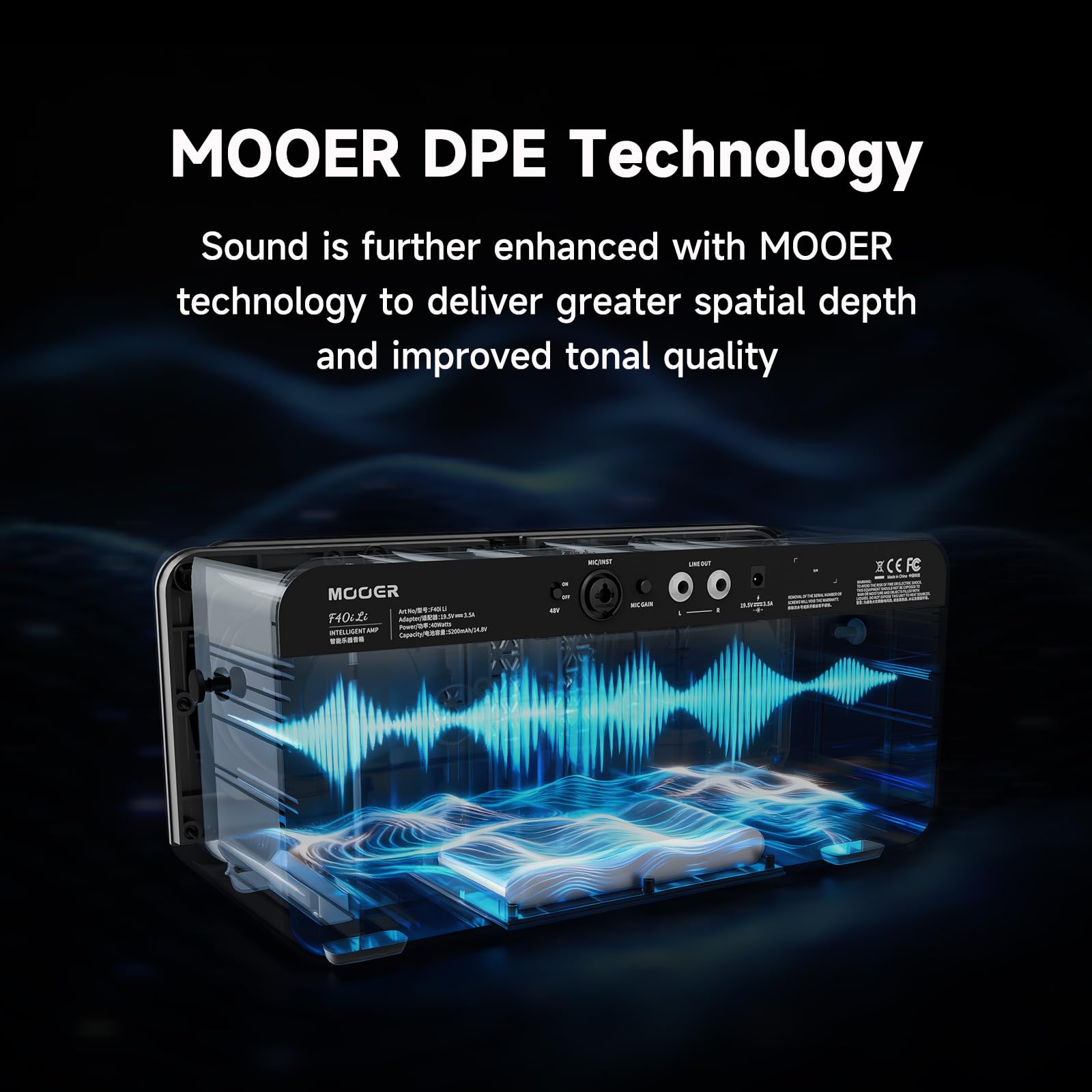 MOOER F40i Li Smart Guitar Amp 40W 6H Battery Life Touching Screen MOOER AI