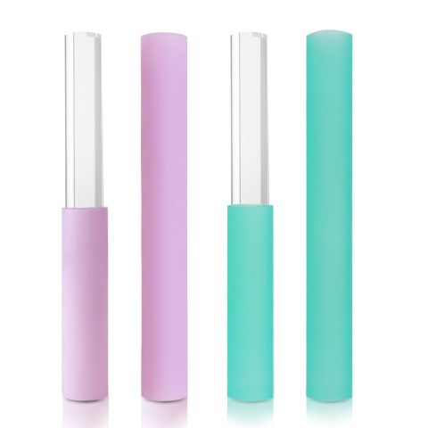 UPCEED 4 Pcs Singing Bowl Mallet Set Includes Solid and Hollow Acrylic Silicone Rubber Striker Mallet for Playing Quartz Crystal Singing Bowls with Bundle Pocket(WhitePurple)