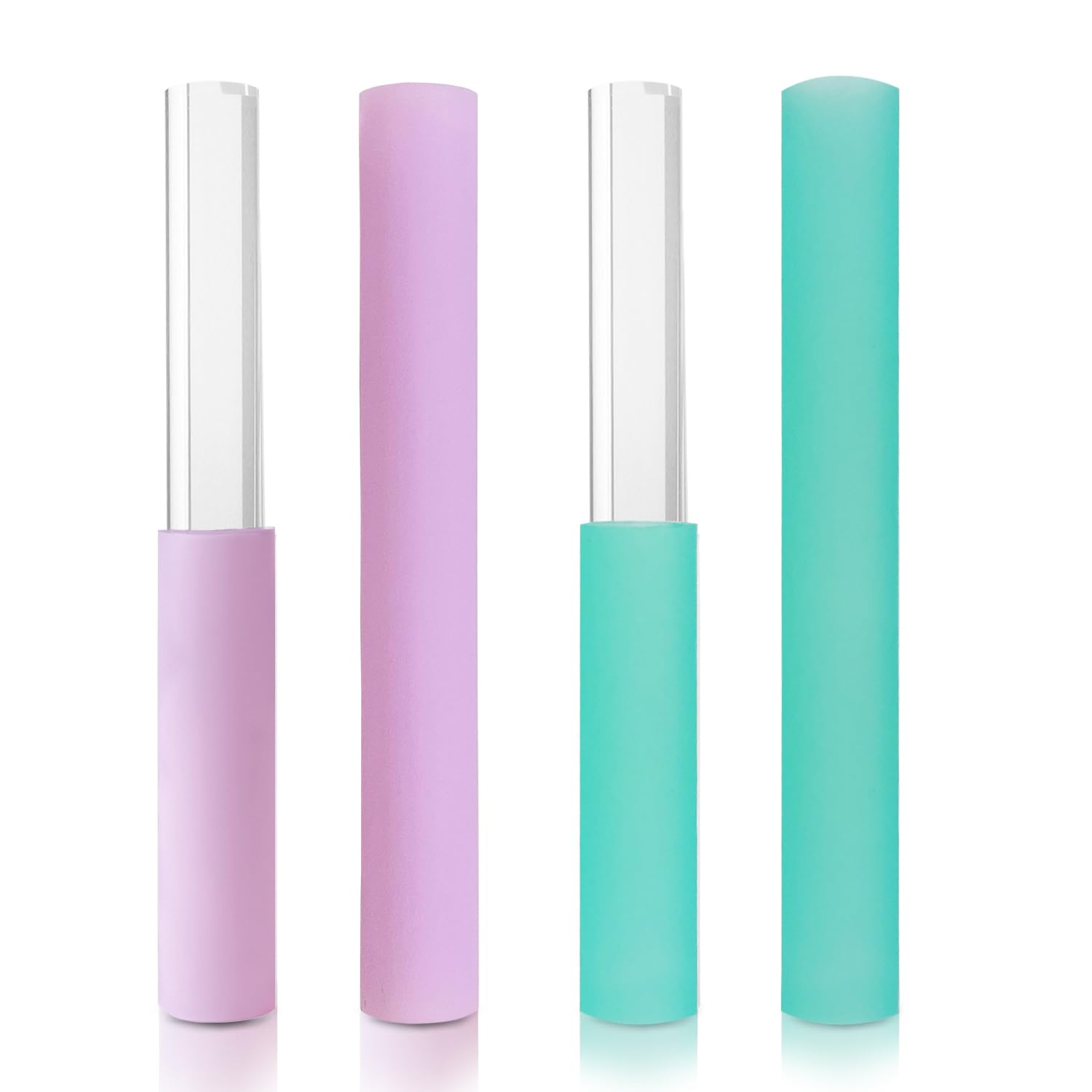 UPCEED 4 Pcs Singing Bowl Mallet Set Includes Solid and Hollow Acrylic Silicone Rubber Striker Mallet for Playing Quartz Crystal Singing Bowls with Bundle Pocket(WhitePurple)