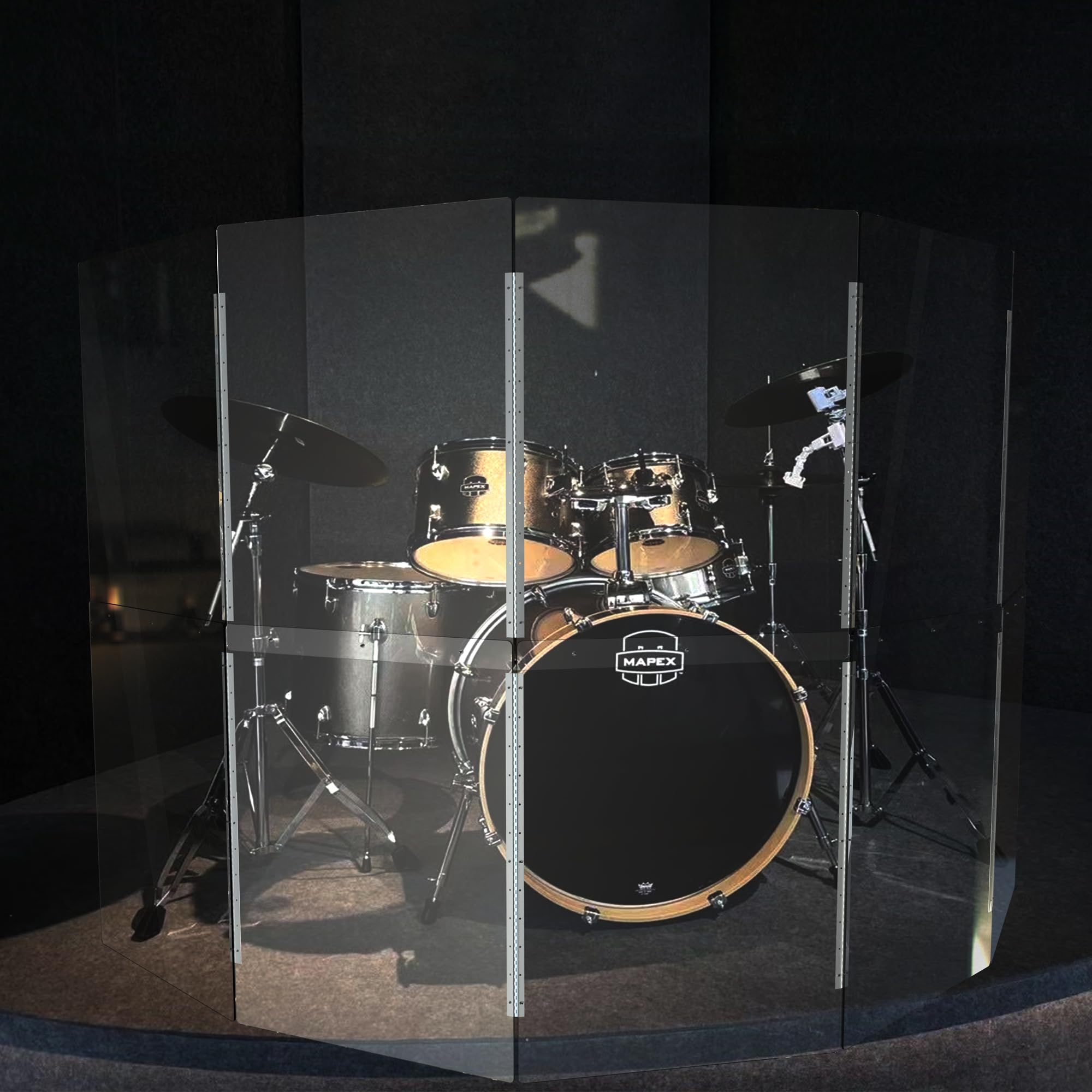 Portable Drum Shield | 4 Panels 2ft x 5ft | Factory-Installed Full-Length Stainless Steel Hinges | Acrylic Drum Sound Barrier | Cage for Church Use (4 Panels)