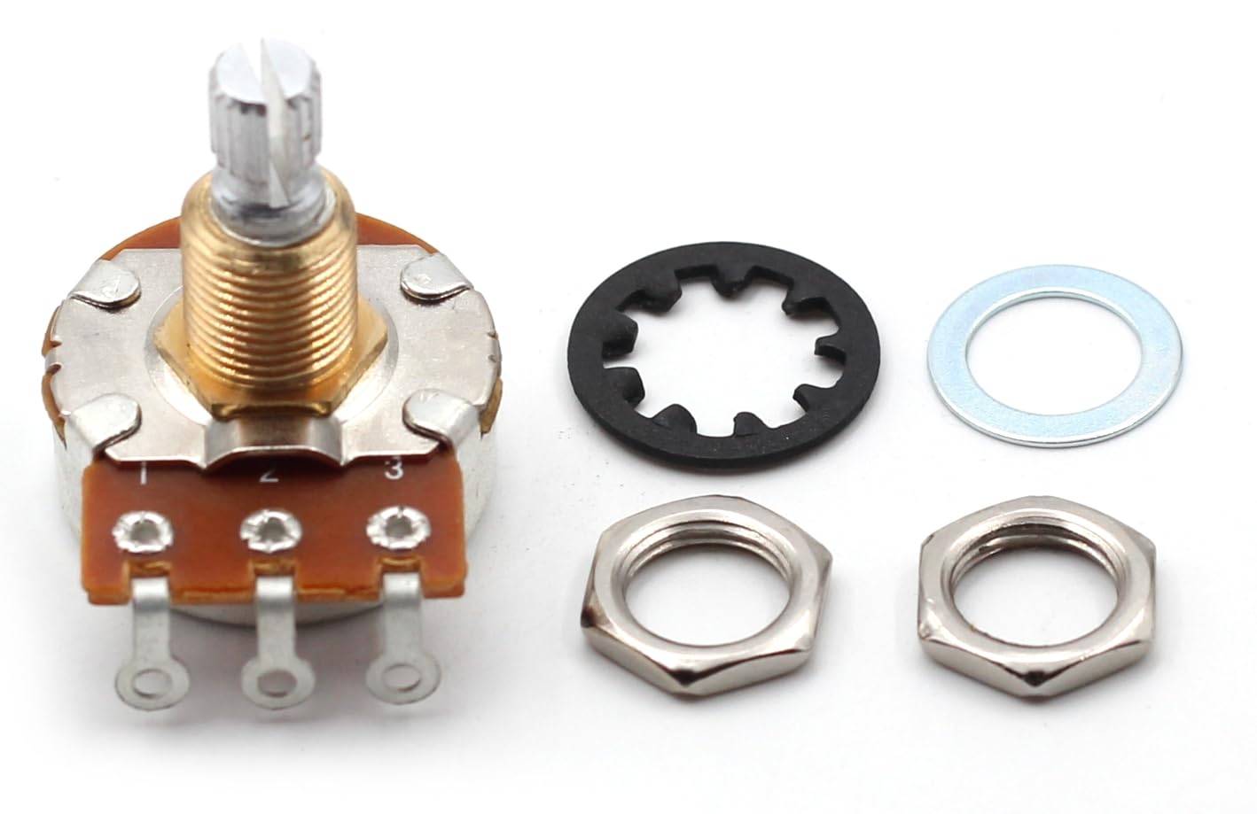 Bourns 250k Potentiometer – Short Split Shaft, Audio Taper, Low Friction Guitar Pot (3x)