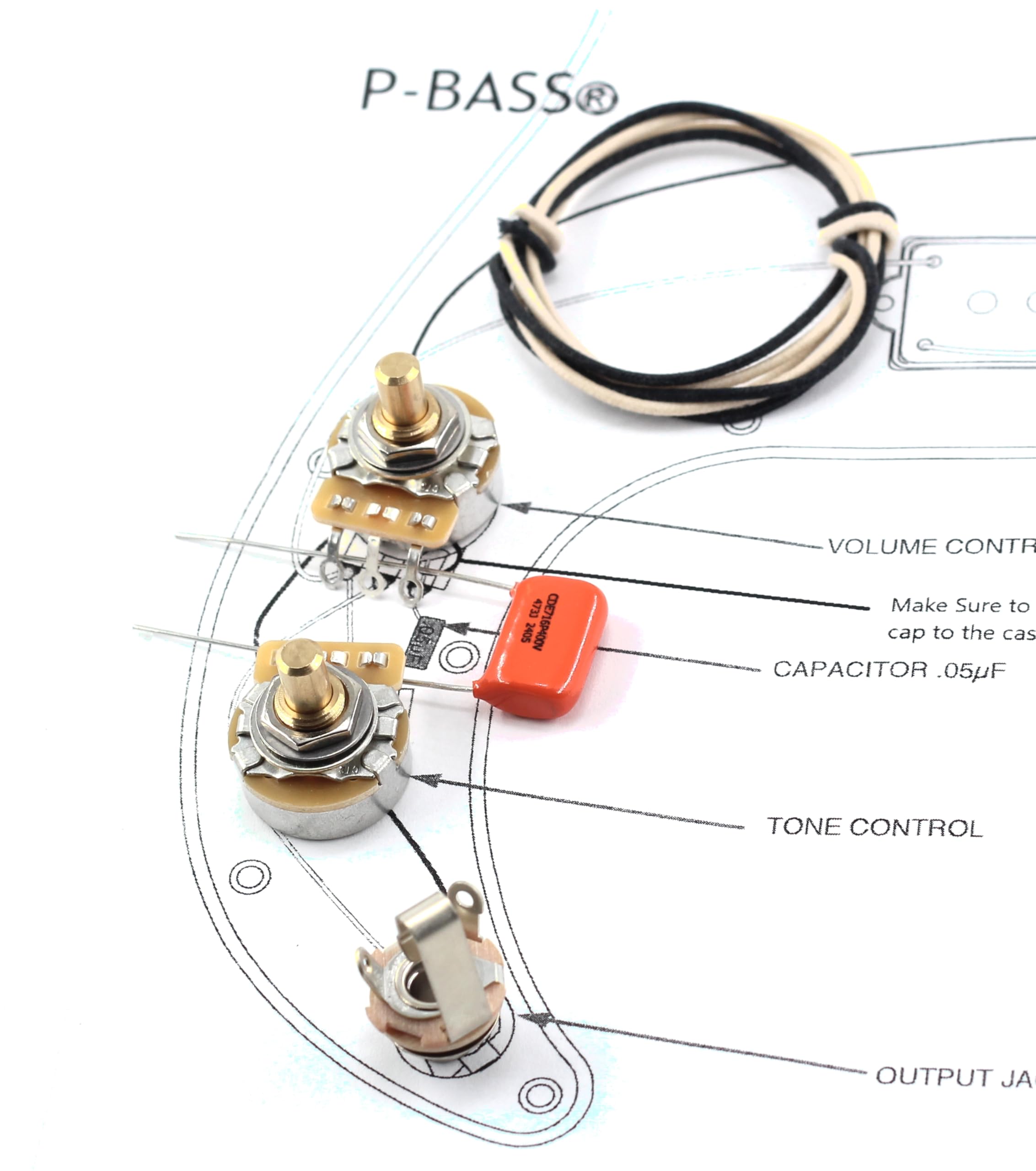 TAOT Wiring Kit for Precision Bass P-Bass – Orange Drop Cap