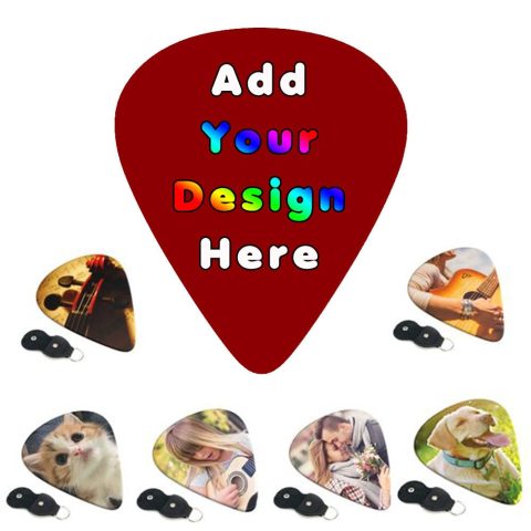 PLKIUYT 6-Pack Customized Guitar Picks Personalized Guitar Accessories Two Sides Printing with Your Name Text Picture Guitar Pick for Men and Women, DarkRed, 0.71mm