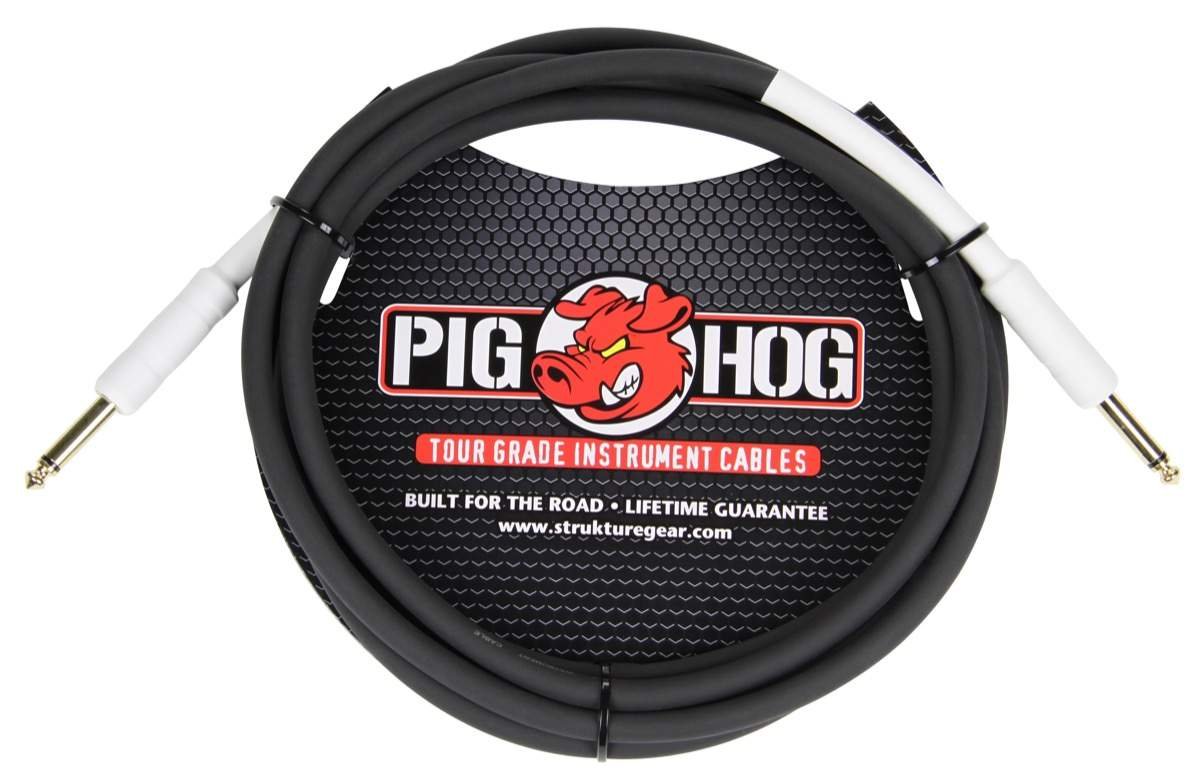 Pig Hog PH10R High Performance 8mm 1/4″ to 1/4″ Right-Angle Guitar Instrument Cable, 10 Feet