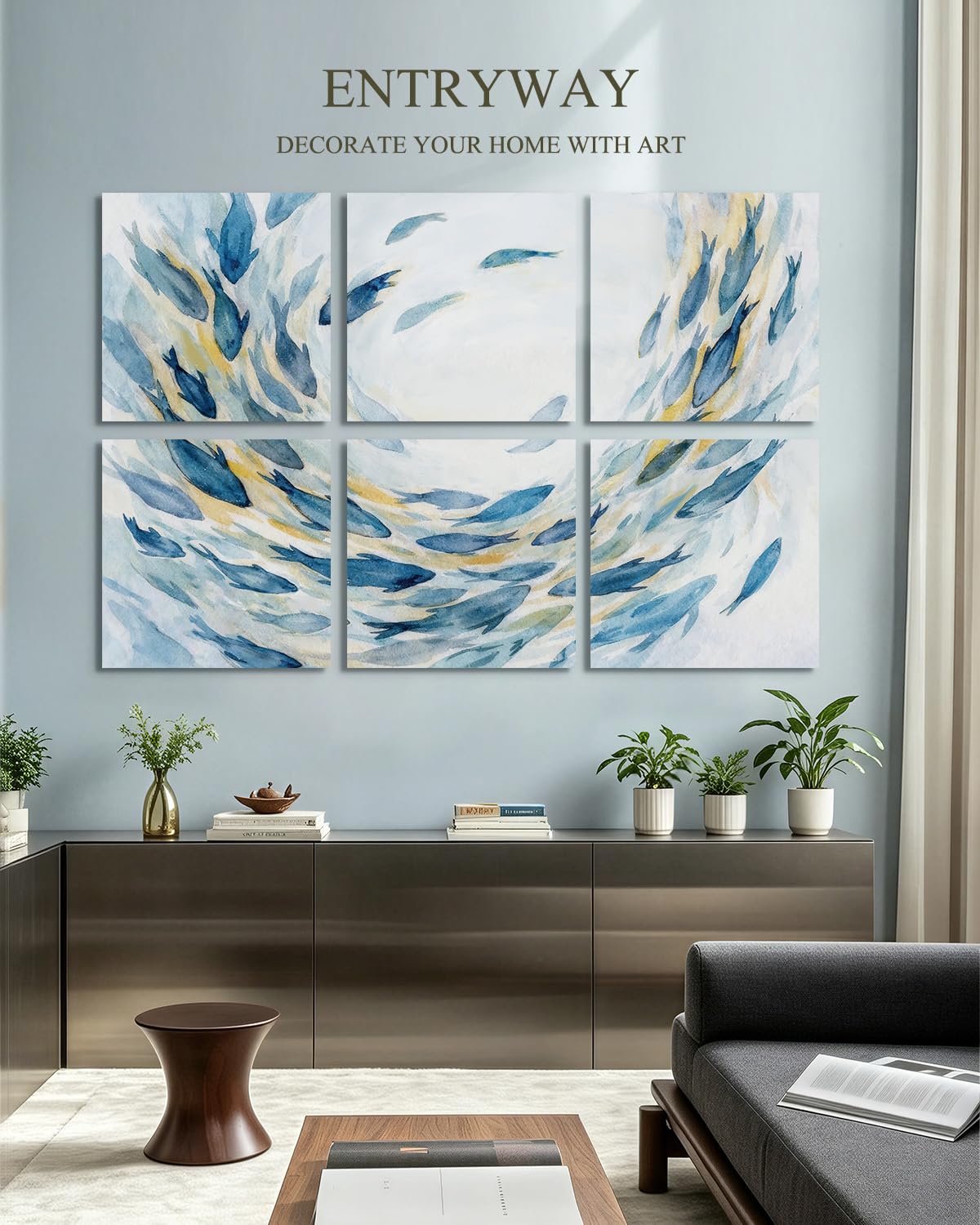 InSimSea Acoustic Wall Art, 72x48in, Ocean Watercolor Fish