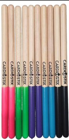 CardioStix 8oz Highest-Weighted (1 PAIR YOU CHOOSE) Premium American Hickory Wood Cardio Drum Sticks | For Drumming, Fitness, Aerobic Class, Exercises(Standard Green)