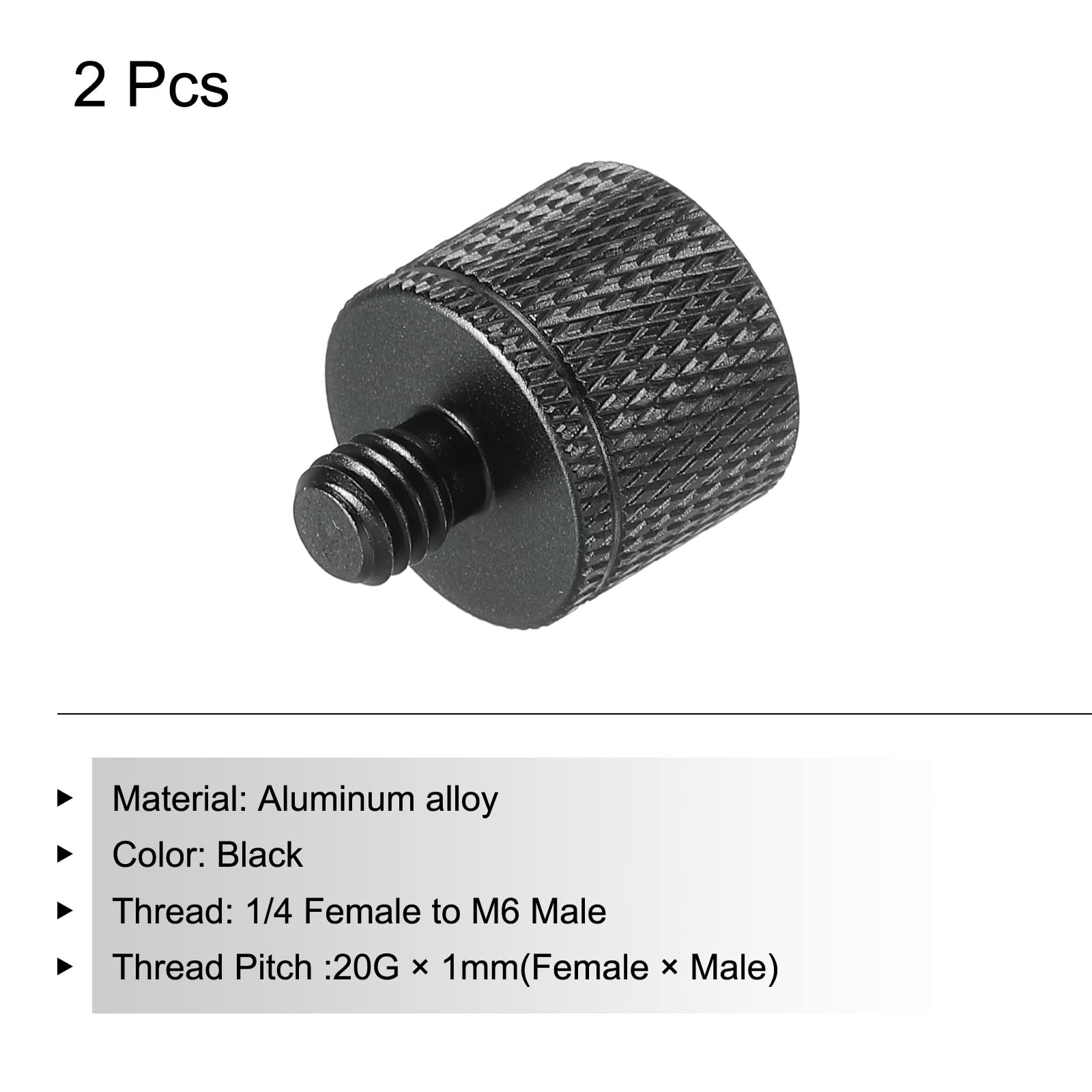MECCANIXITY Mic Stand Adapter 1/4 Female x M6 Male Camera Screw,Black 2 Pcs