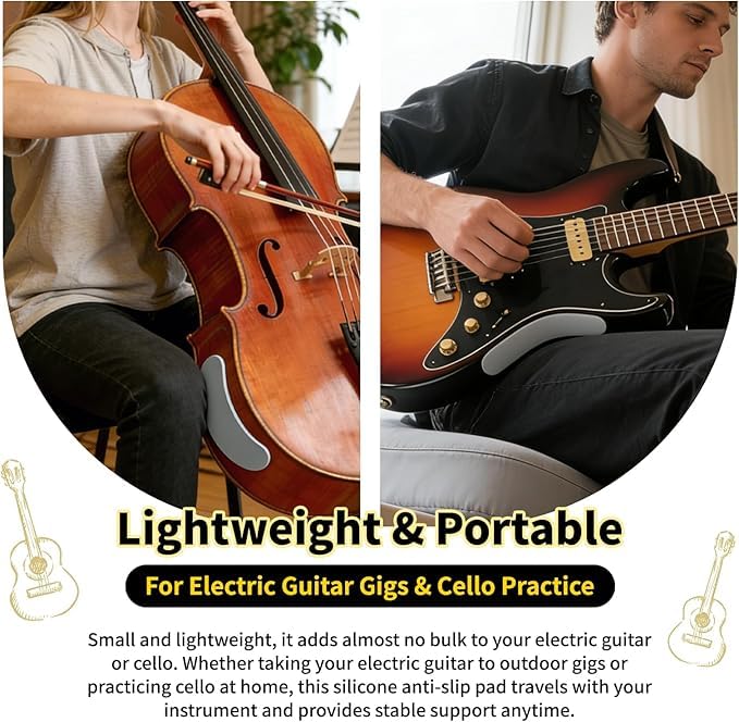 Guitar Leg Rest Non-Slip Silicone Pad,2 Pcs (6.6×1.5in) for Guitars