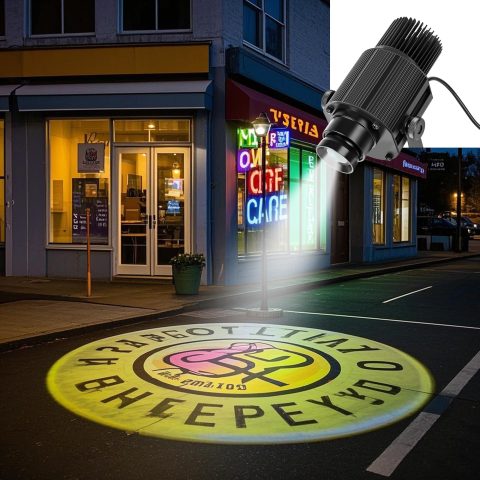 65W LED GOBO Projector Free Custom Logo Ip67 Waterproof Rotating Lens Image,for Logo,Advertising,Indoor,Wedding,Store,Outdoor,Company,Hotel,bar (65W)