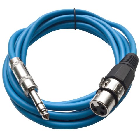 Seismic Audio – SATRXL-F10 – Blue 10′ XLR Female to 1/4″ TRS Patch Cable