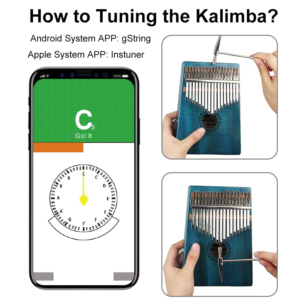 Kalimba Clear Kalimba Thumb Piano Crystal 17 Key Portable Mbira Finger Piano Best Gift for Kids, Birthday, Christmas, Beginner, Professional, Party (Bear-shaped Crystal)