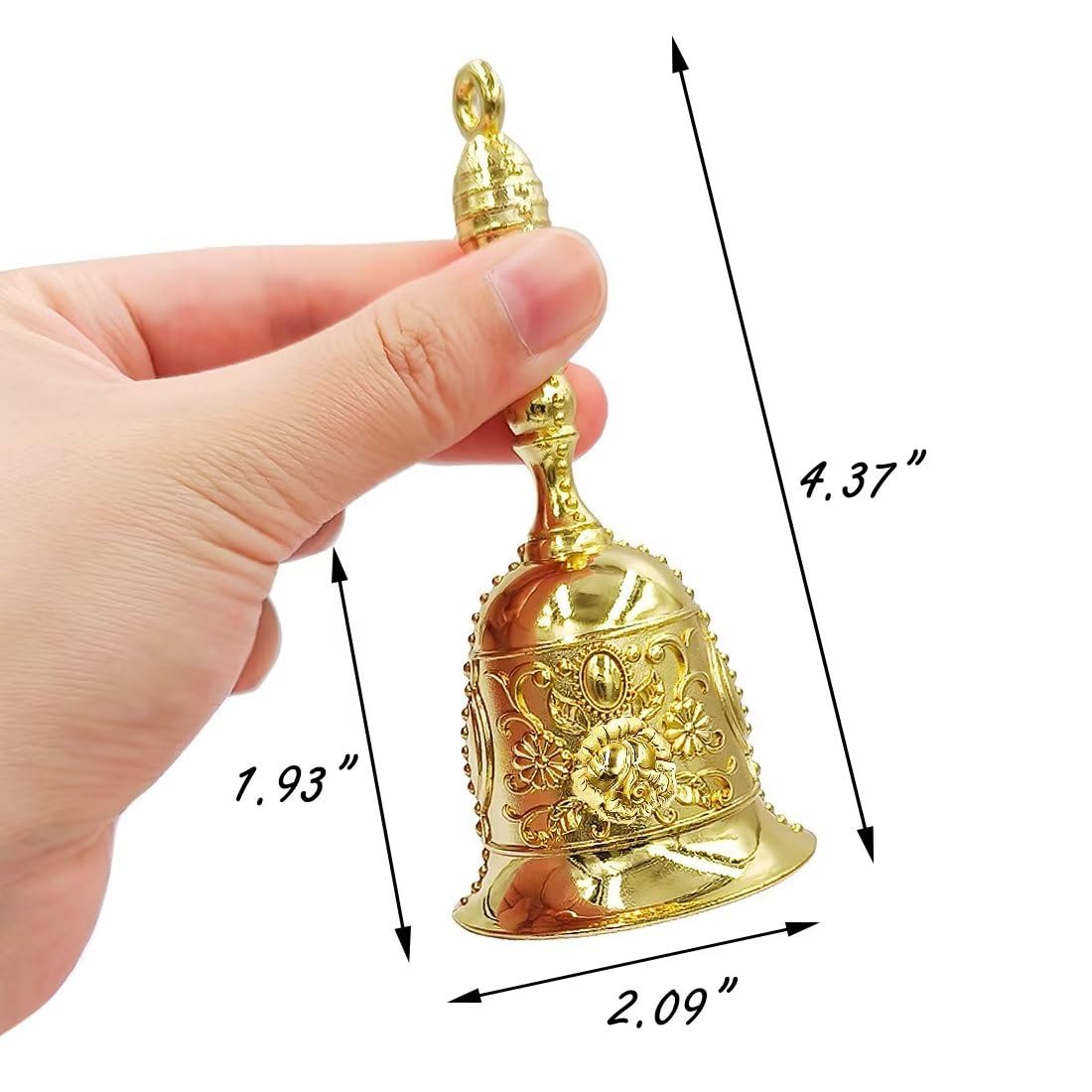 Hourwof Hand Call Bells, Brass Dinner Wedding Pet Training Jingle Christmas Bells, Bronze
