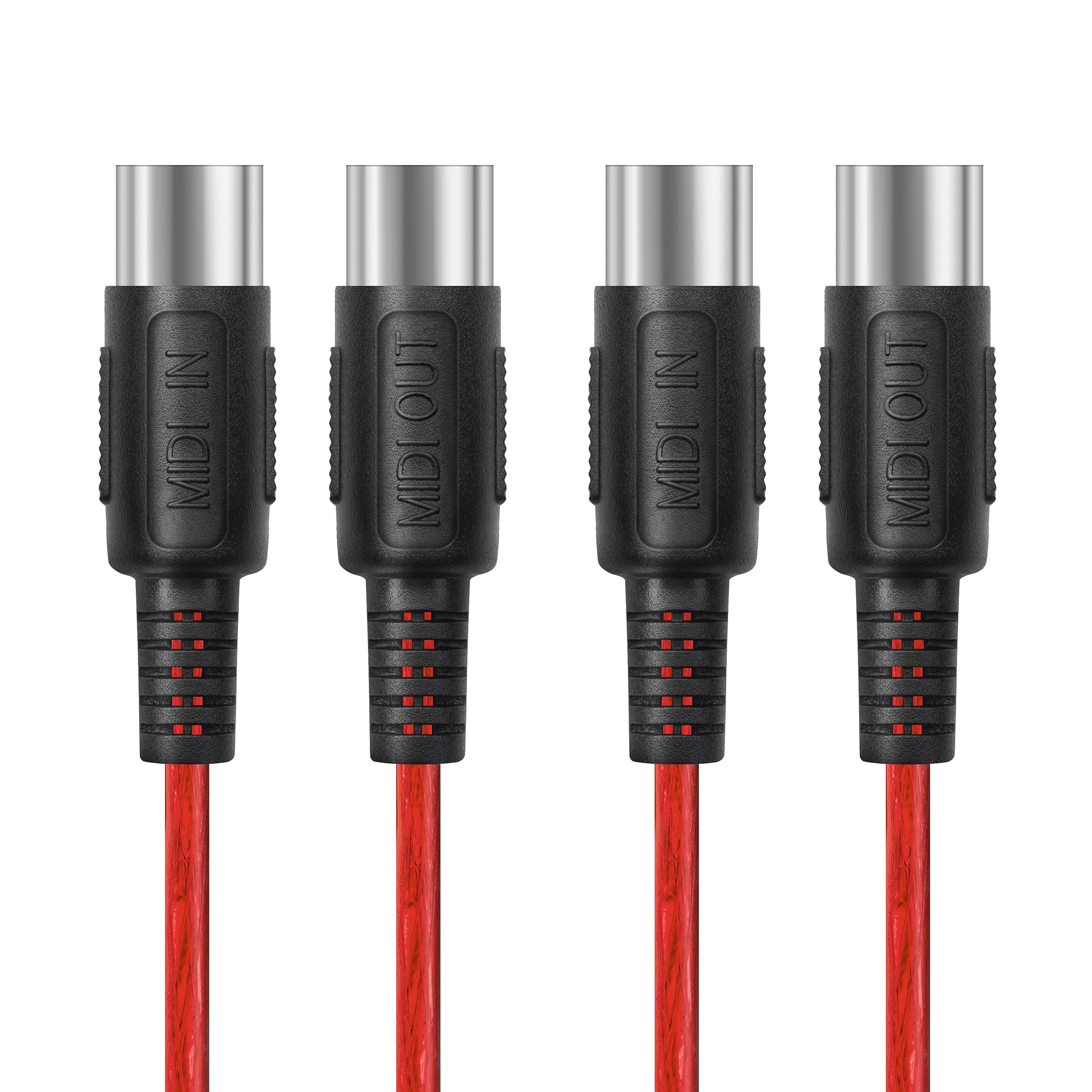 FORE 16.5 Feet 2-Pack MIDI Cable Male to Male 5-Pin DIN Compatible with MIDI Keyboard/Synthesizer/Guitar Multi Effects/Audio Interface/Audio Mixer/Auido Amplifier/External Sound Card/Red