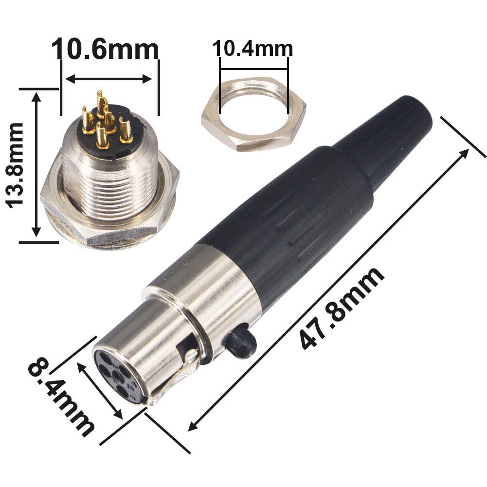 onelinkmore Mini XLR 5 Pin TA5F Female + TA5M Male Connector 2 Sets