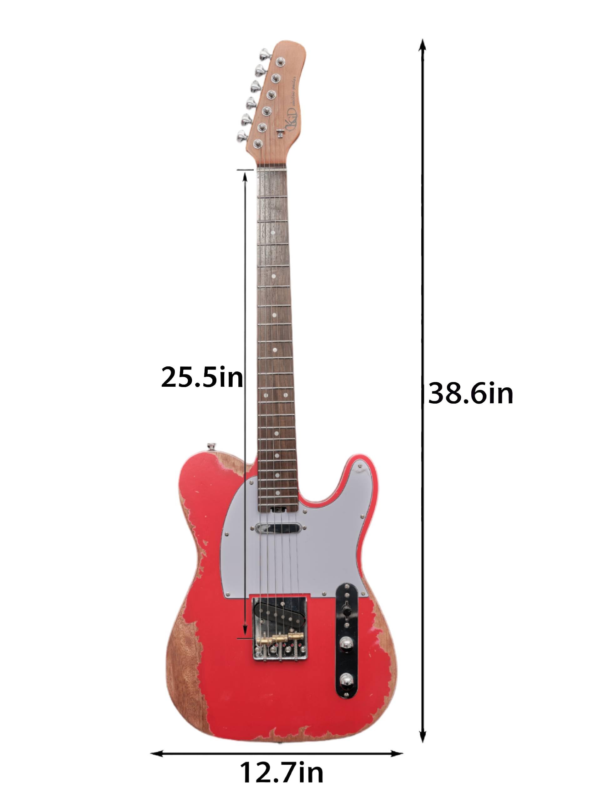 KGD Relic electric guitar mahogany body carbonized maple neck rosewood fretboard 6-string solidbody electric guitar S-S pickupsbrass barrel saddle bridge (Fiesta Red)