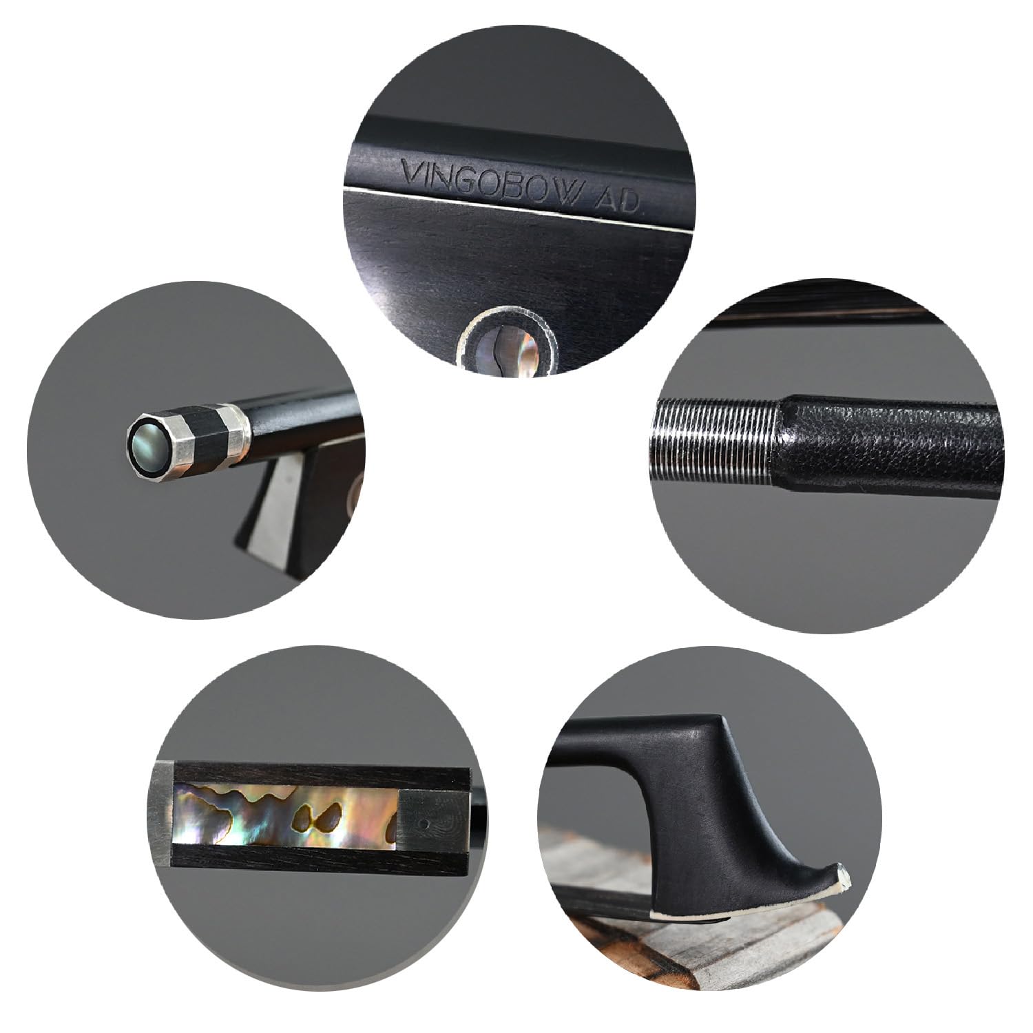 VINGOBOW 1/8 Size Carbon Fiber Violin Bow Straight with Greet Balance Open and Powerful Tone All Parts Professional Mounted