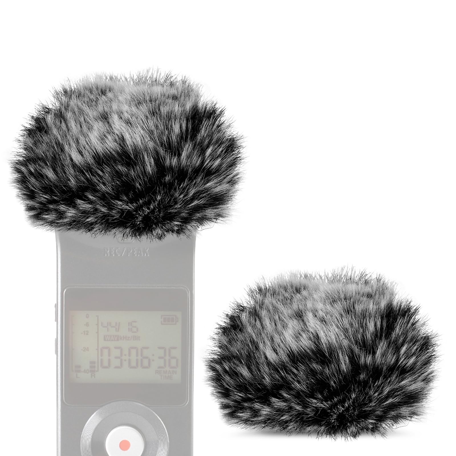 Geekria for Creators Furry Windscreen Compatible with Zoom H1, H1n Handy Recorder, Mic DeadCat Wind Cover Muff, Fluff Cover Windshield, Portable Digital Recorder (Grey / 2 Pack)