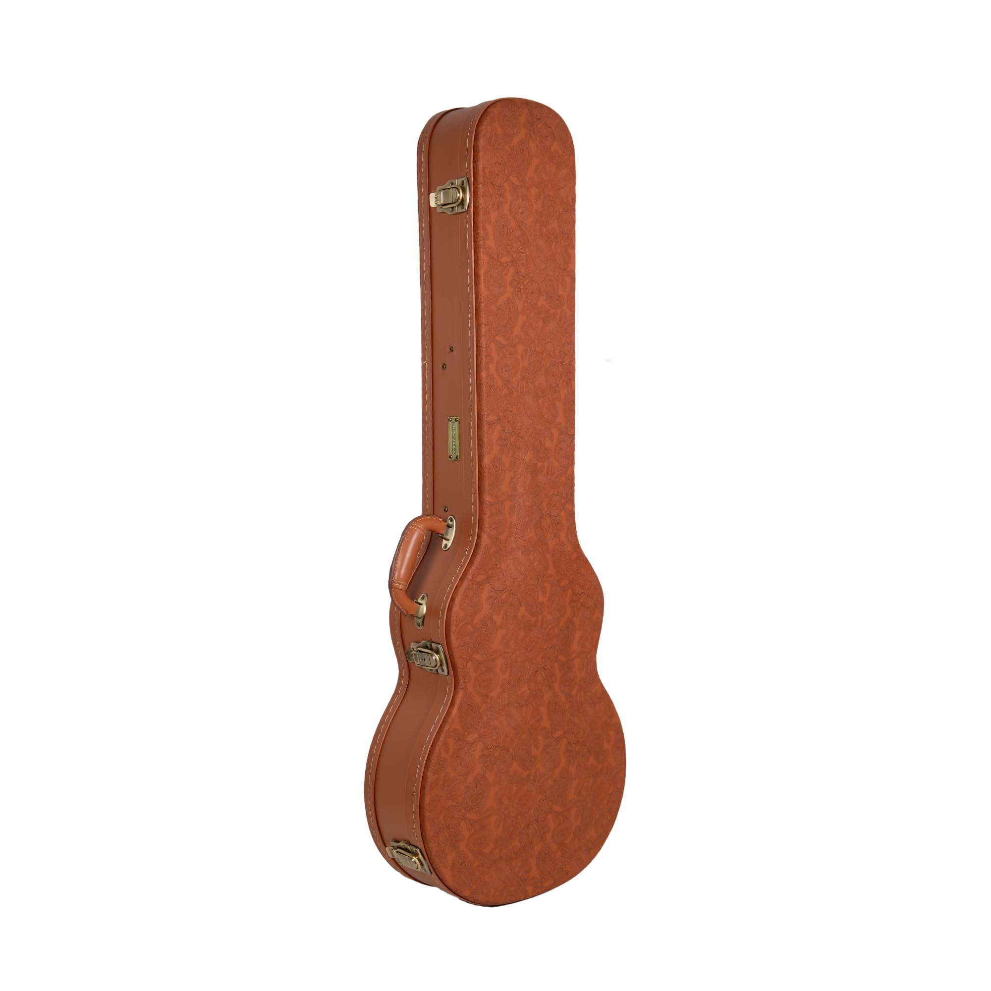 Crossrock Relief Series Les Paul Guitar Case for Single-Cut Electric Guitars | Carved Red Wood Finish, Ivory Plush Interior, Lock – Premium Wooden Hardshell