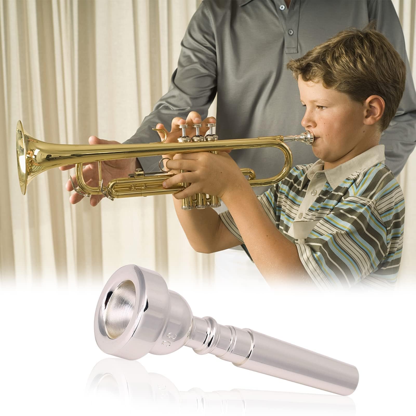 Bach Trumpet Mouthpiece 3C, New Silver Gold Plated Trumpet Mouthpiece 3C Size for Musical Instrument Accessory 3C Trumpet Mouthpiece (Silver)