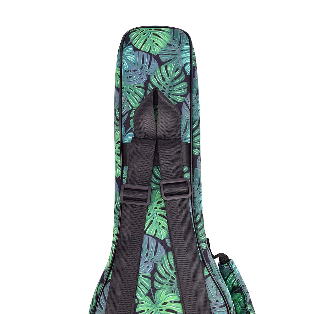CLOUDMUSIC Ukulele Case Gig Bag, Tenor 26″, Green Monstera