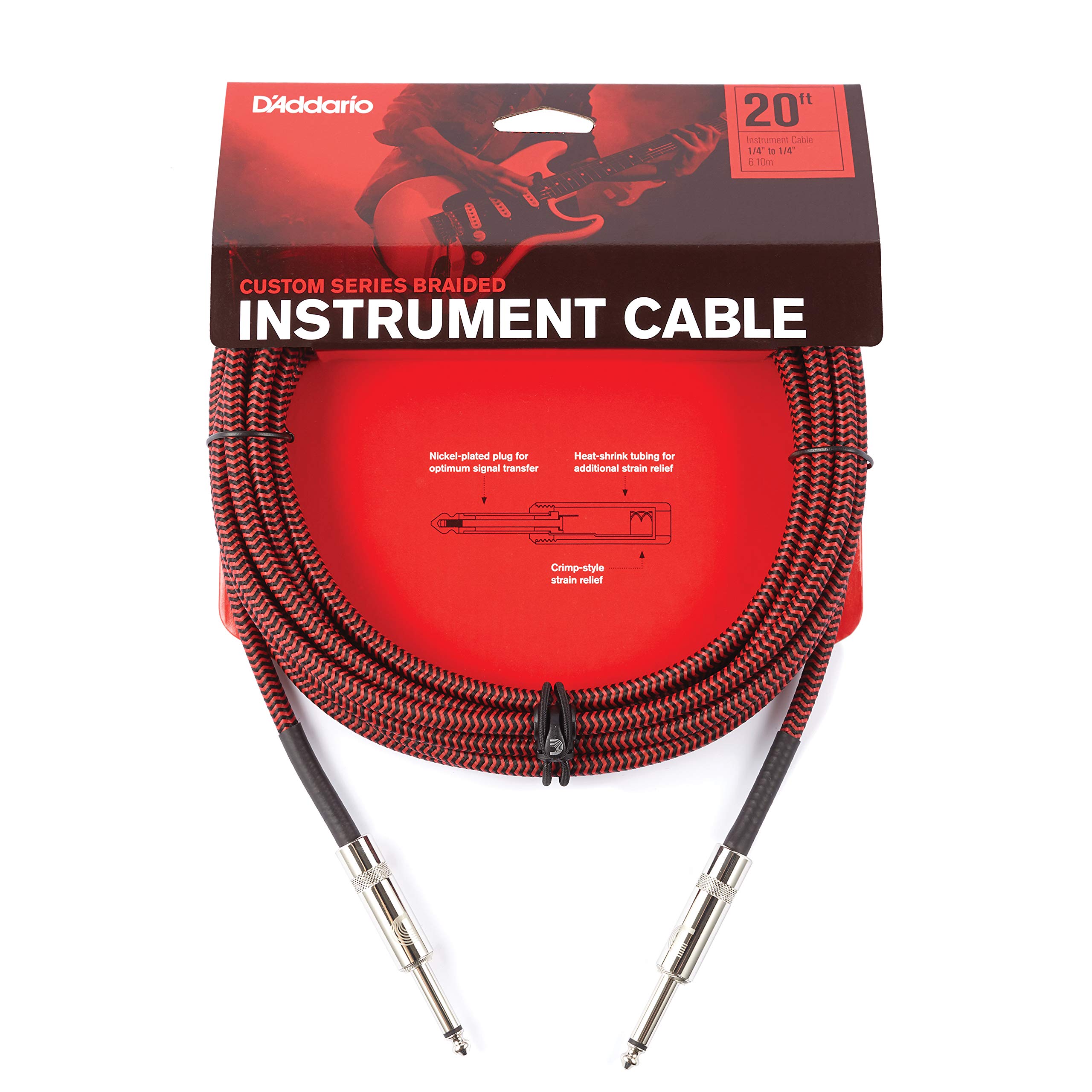 D’Addario PW-BG-20RD Instrument Cable – 20 Feet