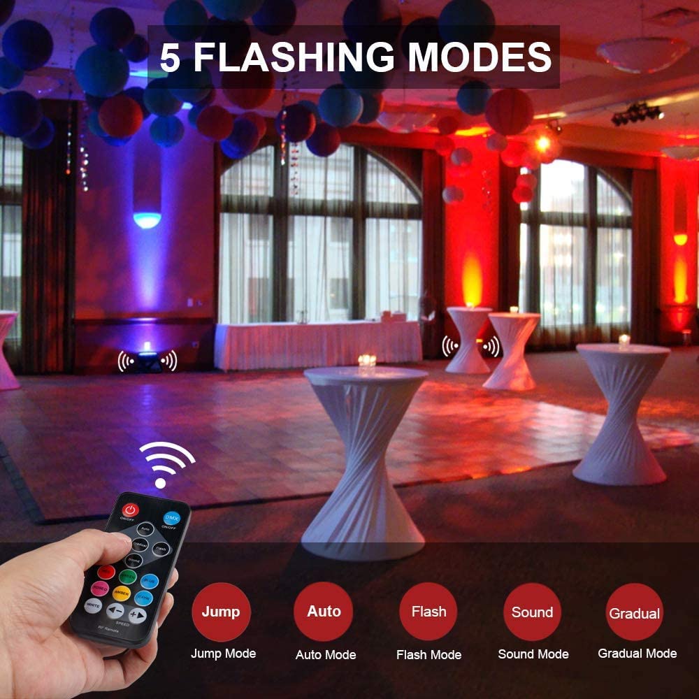 MOSFiATA Par Lights 2 Pack, RGB 36 LED Stage Light Sound Activated DMX Control, 7 Modes Uplighting with Remote Control Stage Lighting, DJ Party Light for Club KTV Disco Party(2 Pack)