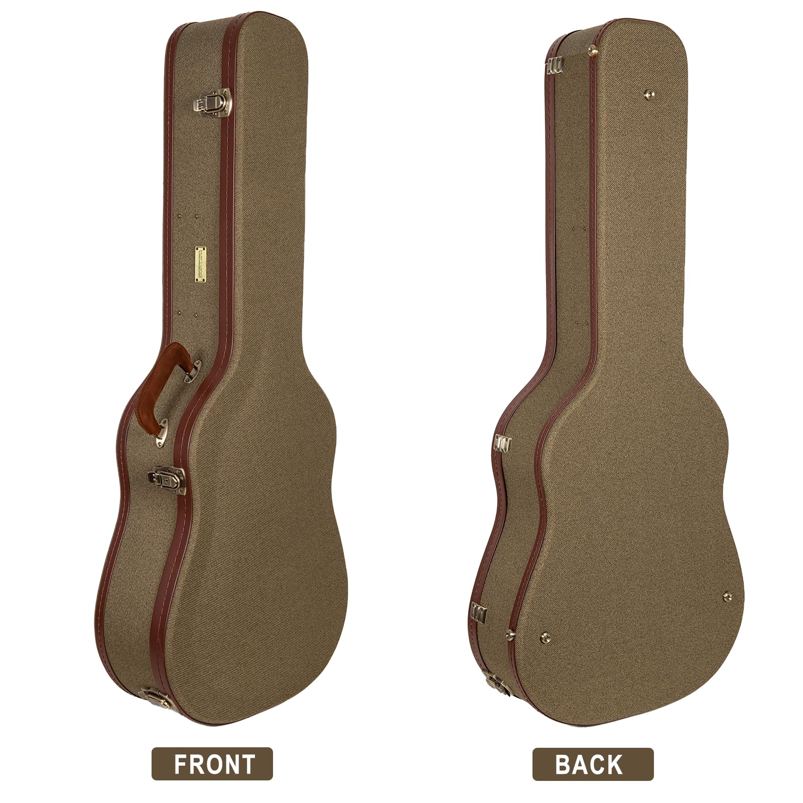 Crossrock Master Series Acoustic Guitar Case for Martin D-28 / Grand Auditorium | Olive Green Eco Tweed Fabric, Re-Engineered Shell, Leather Handle & Forest Green Velvet Interior(CRW720D28OG)