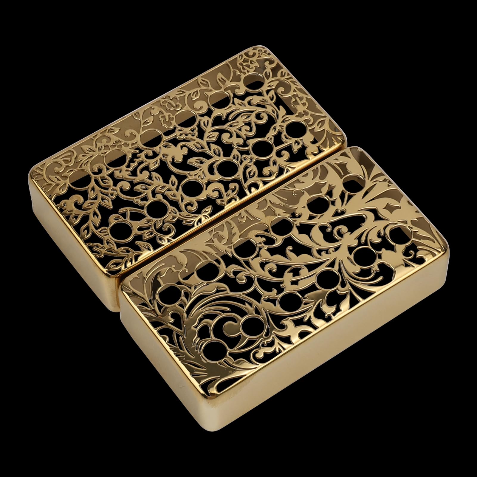 OVSAL 2 PCS Guitar Pickup Covers Gold 50mm/52mm Pole Spcing Pickup Covers Brass Humbucker Guitar Pickup Cover Neck Bridge Pickup Covers for Les Paul Lp Electric Guitar