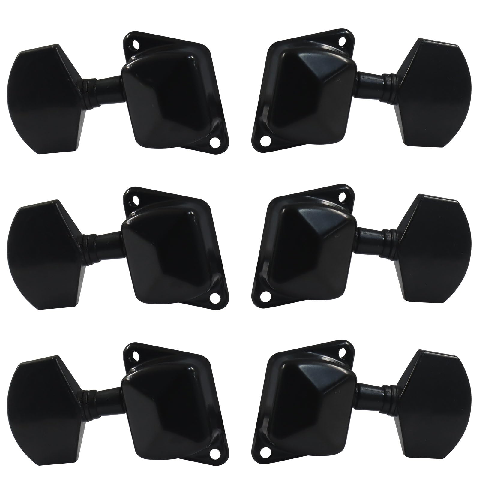 Hordion 6pcs Semi-closed Guitar String Tuning Pegs Tuners, 3L 3R, Black