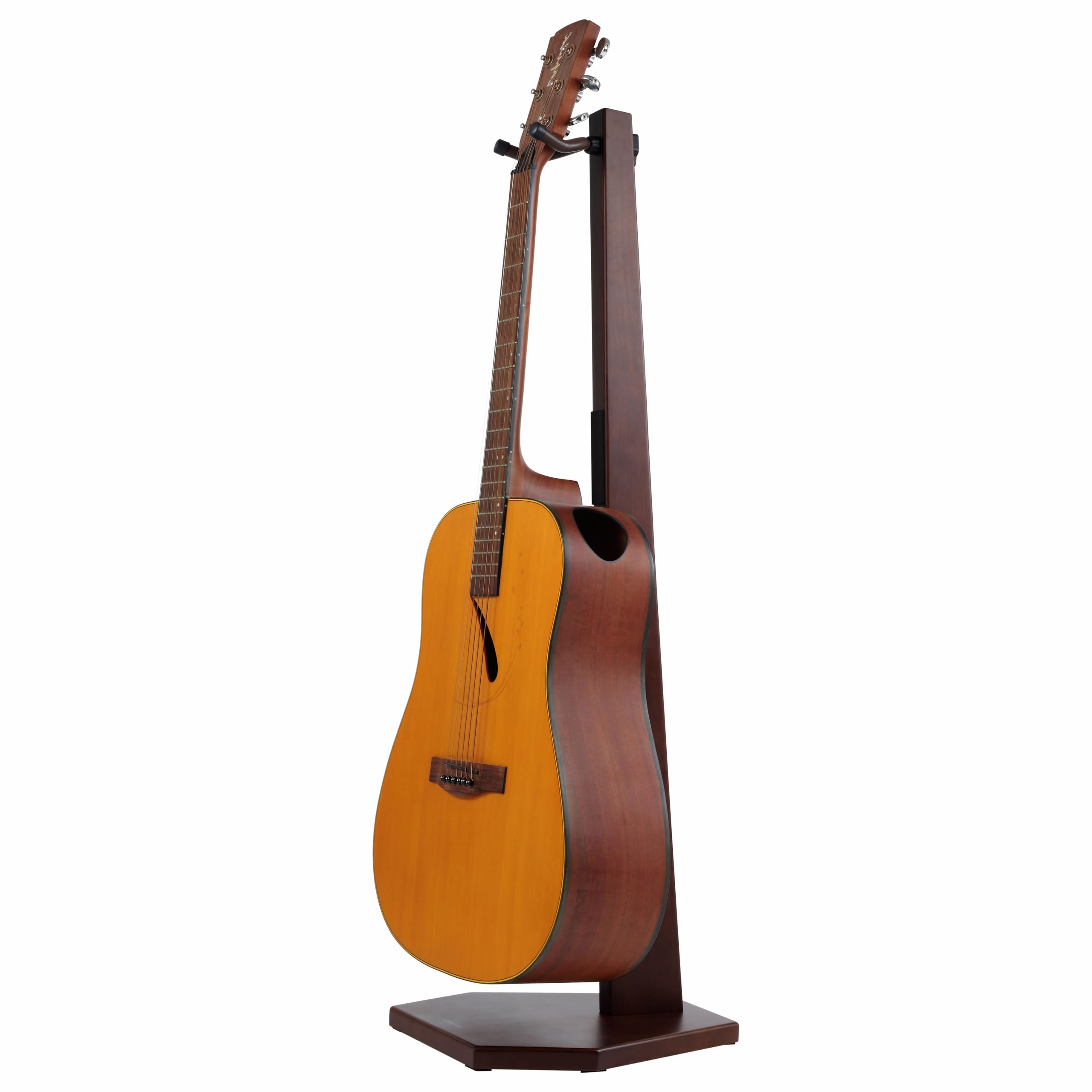 Nefelibata Wooden Guitar Stand – Handmade German Ash Solid Semi-curved Design Wood Stand Floor, Best for Acoustic guitars, Classical guitars, Banjos, Mandolins(Brown)