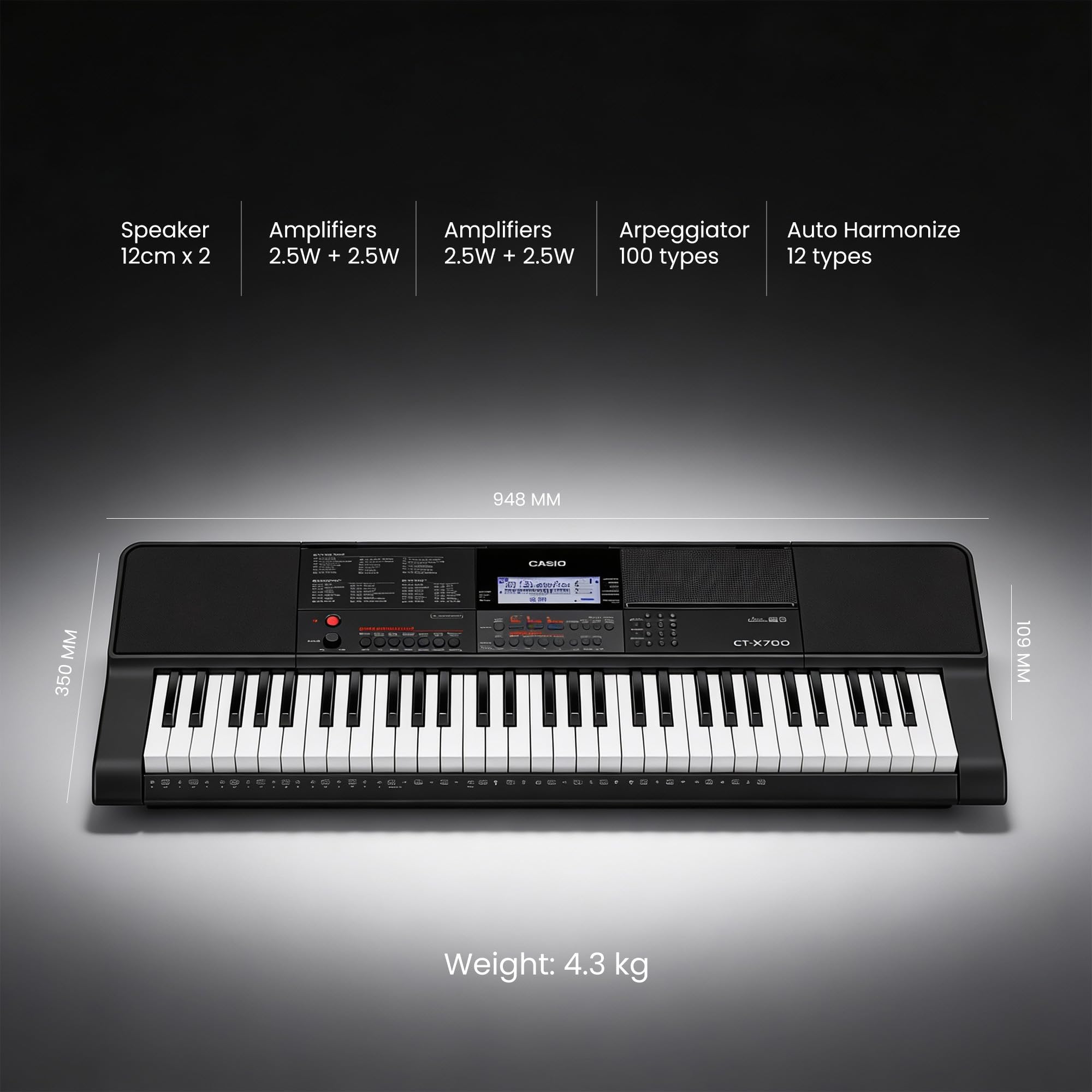 Casio CAS CTX700 PPK CT-X700 PPK Premium Keyboard Pack with Power Supply, Stand, and Headphones Exclusive Bundle