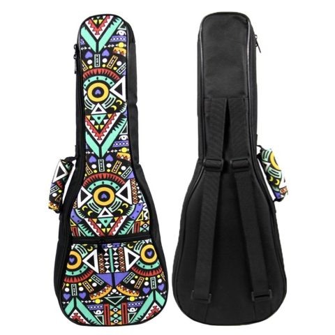 HOT SEAL 10MM Sponge Padding Waterproof Durable Colorful Conventional Ukulele Case Bag with Storage (23/24 Inch, Black Honeycomb)
