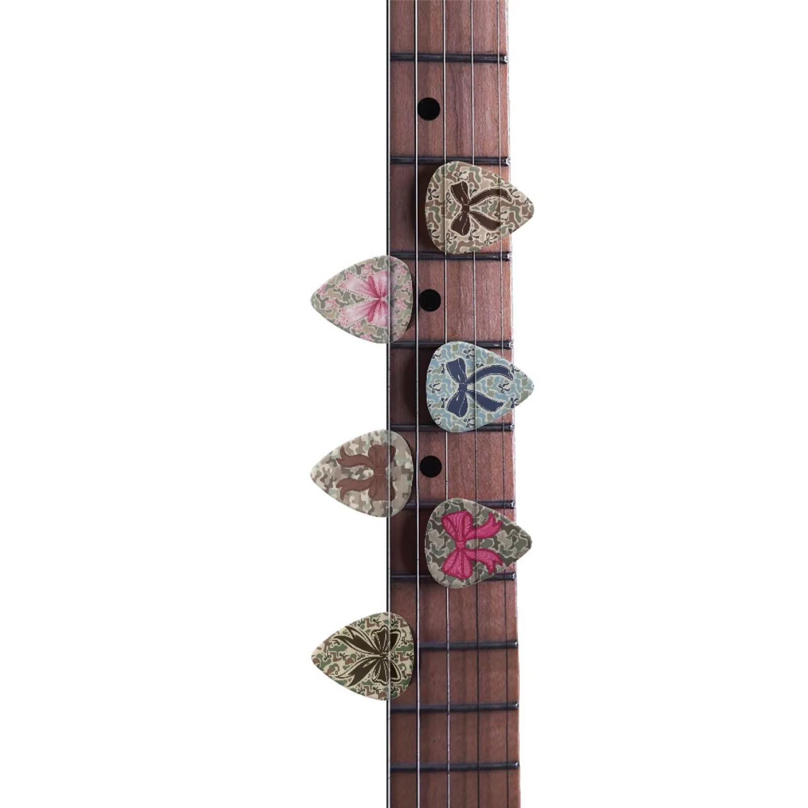 KEIAHUAN Camo Bow Guitar Plectrums 6 Pack 0.96mm Medium Plectrums for Acoustic Guitar, Electric Guitar, Bass Ukulele, Unique Stylish Guitar Picks for Players Gift