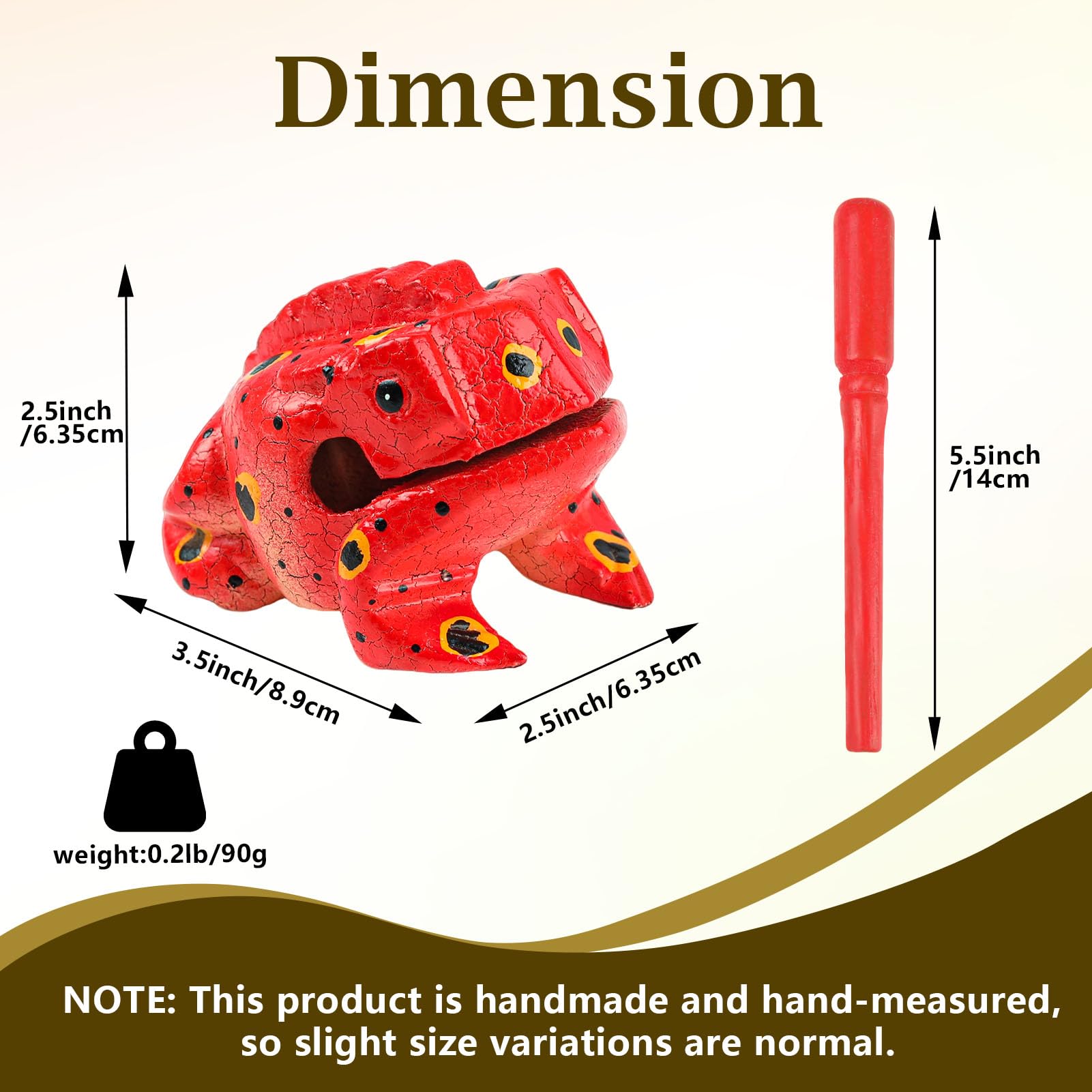 GOGHOST 3.5 inch Frog Guiro Rasp Wooden Instrument (Painted Red)