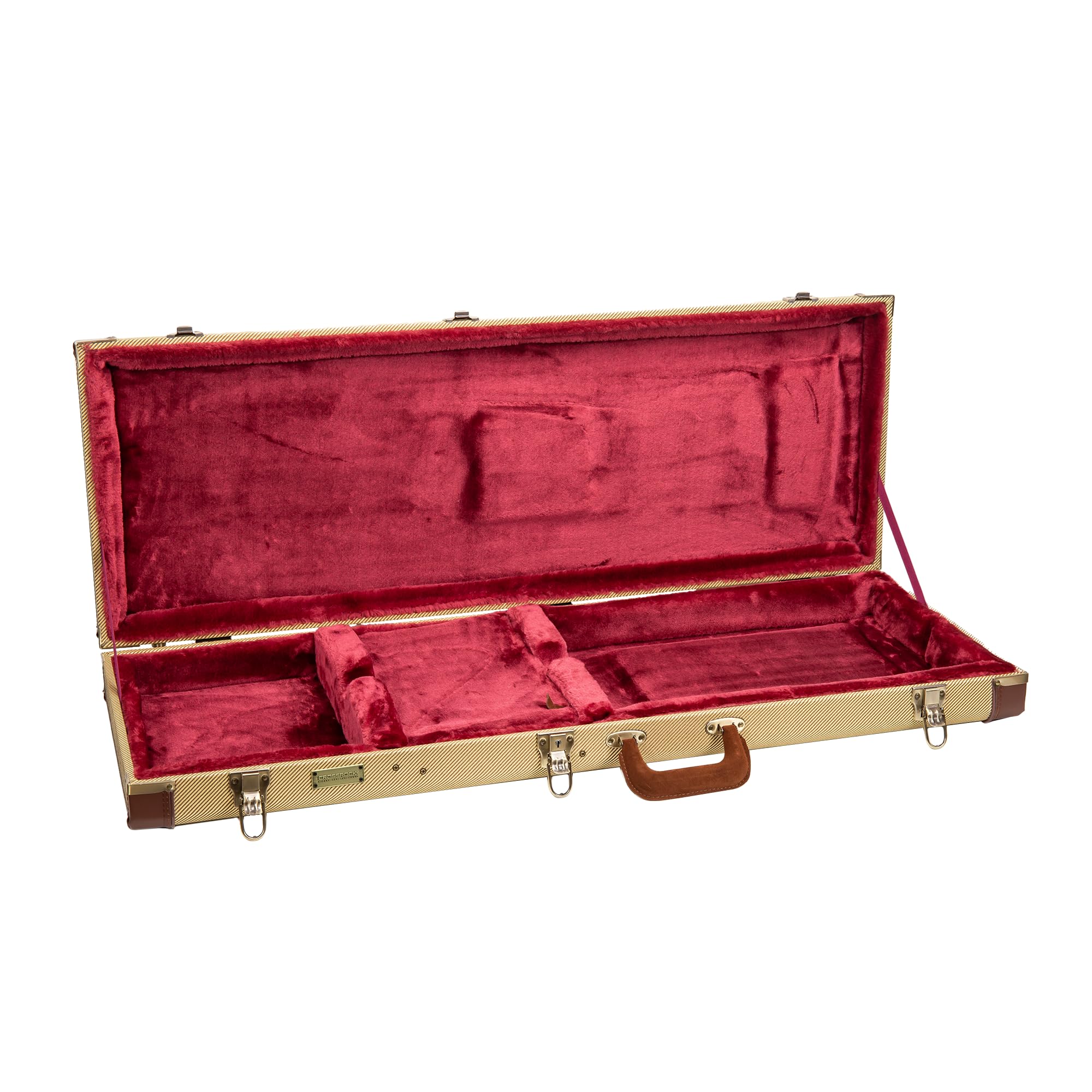 Crossrock Master Series Electric Guitar Case for Fender Stratocaster & Telecaster | Fabric Tweed Exterior, Re-Engineered Wooden Shell, Leather Handle(CRW720EFT)