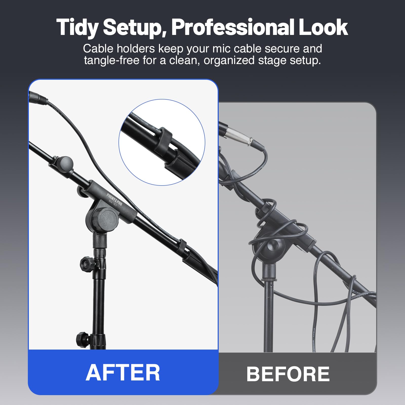 Phenyx Pro Adjustable Microphone Stand with Large Tray MA-S1