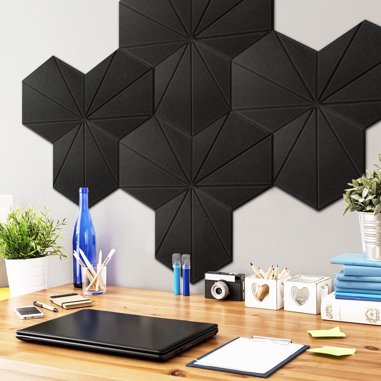 Art3dwallpanels Self Adhesive Acoustic Panels, 12 Pack, 14″ X 12″ X 0.4″