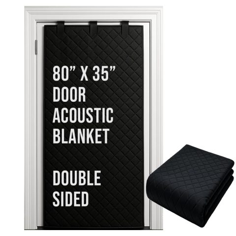 BoxerTools Door Sound Dampening Blanket Universal 80″ x 35″ – Easy Hanging – Diamond Stitching, Double Sided, Acoustic Treatment Blanket, Insulated, Sound Reducing