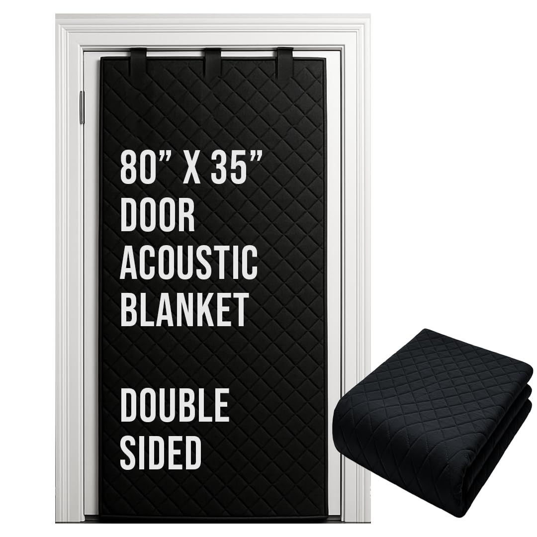 BoxerTools Door Sound Dampening Blanket Universal 80″ x 35″ – Easy Hanging – Diamond Stitching, Double Sided, Acoustic Treatment Blanket, Insulated, Sound Reducing