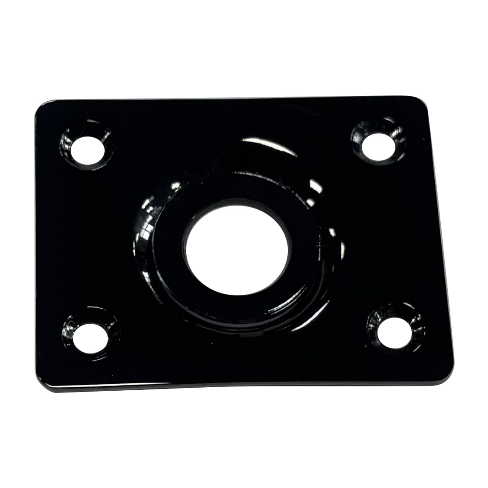 OVSAL Flat Bottom Jack Socket Plate Stainless Steel Flat Base Rectangle Output Jackplate Compatible with LP Les Paul TL Tele Telecaster Electric Guitar Replacement Parts(Vacuum Black)
