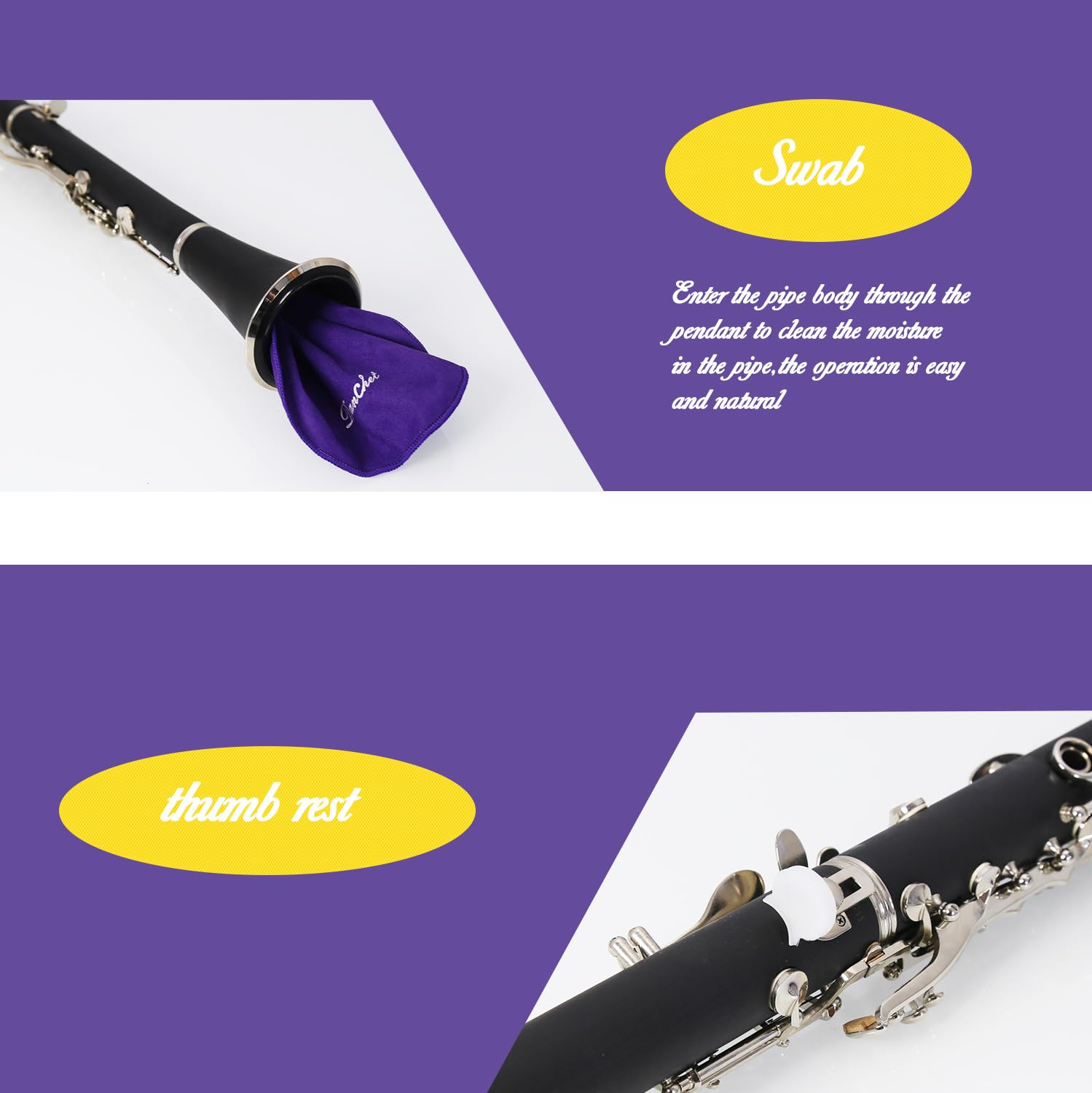 Clarinet Cleaning Kit, Clarinet and Saxophone Care Kit, Key Oil, Cork Grease, Cotton Swabs, Cleaning Cloth, Thumb Rest, Mouthpiece Brush, Screwdriver…