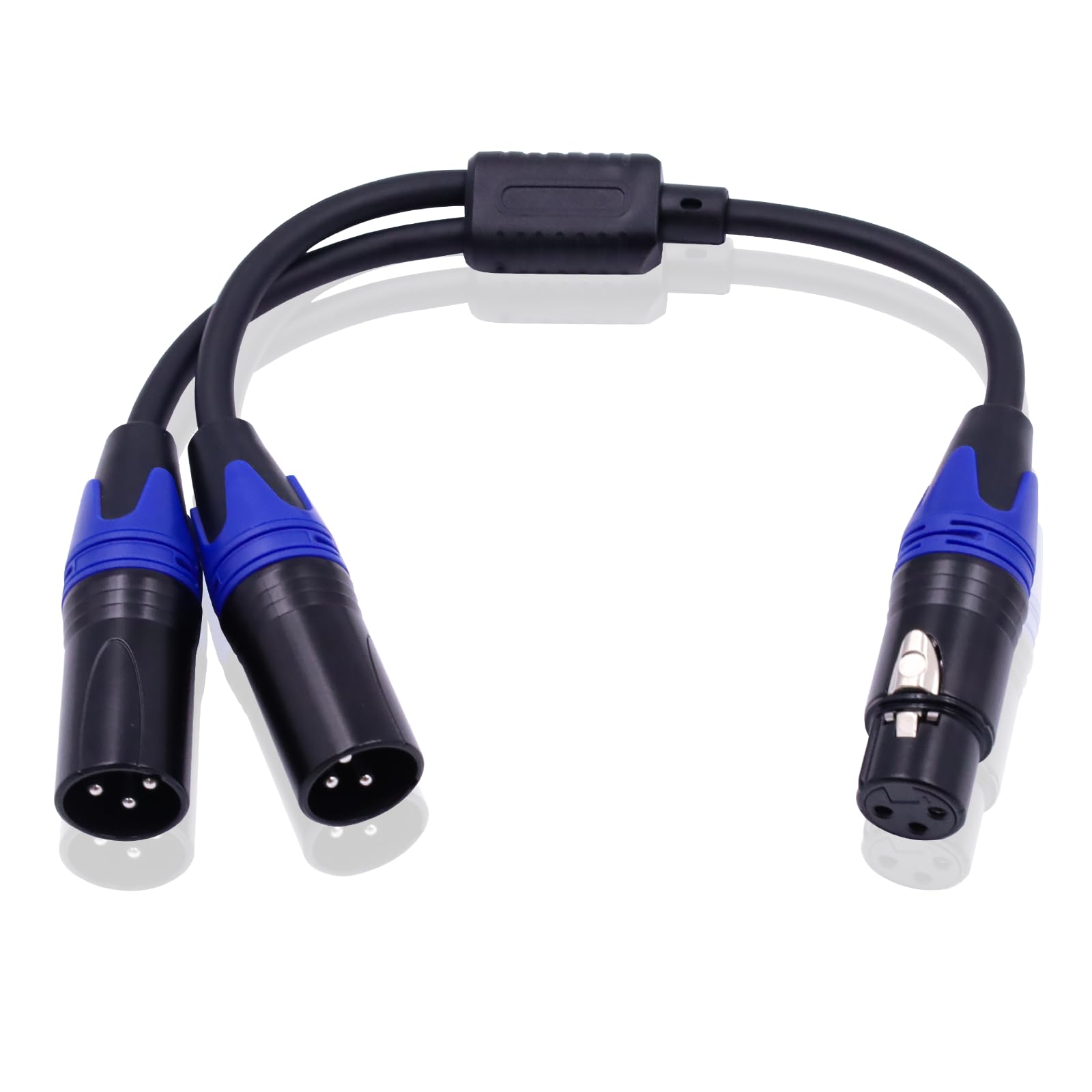 Poyiccot XLR Splitter 1 Female to 2 Male Microphone Cable, 3 Pin XLR Y Splitter Cable, Combiner Y Cord Balanced Microphone Audio Adapter for Stero Mic, Mixer, Audio Track (11.8 inches)