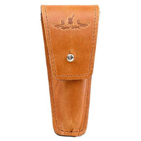 Leather trumpet mouthpiece pouch by Mg Leather Work. Genuine leather case, holder for 1 mouth piece, trumpet accessories (Pouch Single, Light brown)