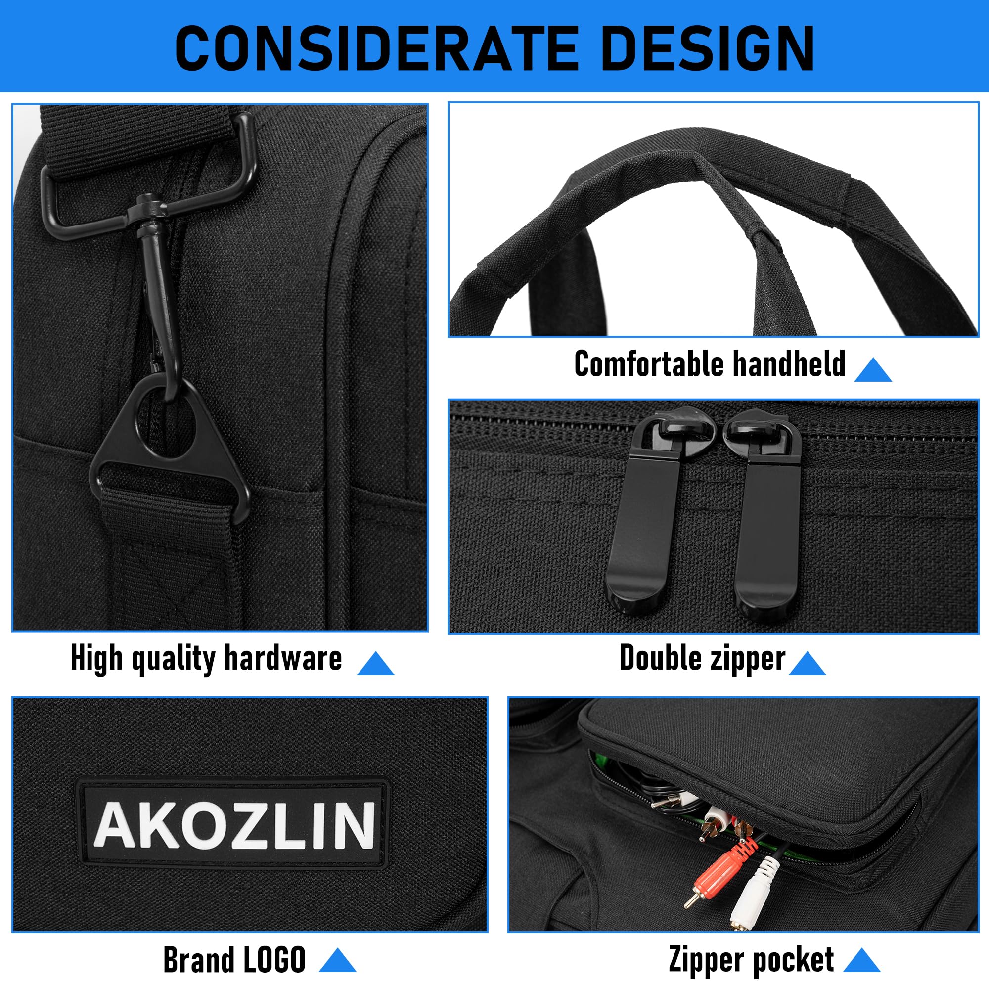 AKOZLIN Multi-layer Controller Gig Bag Padded Mixer Carry Case Fits for Pioneer DDJ SR SR2 RR Denon MC4000 Numark NVII Mixtrack Pro 3 NV Platinum Controller