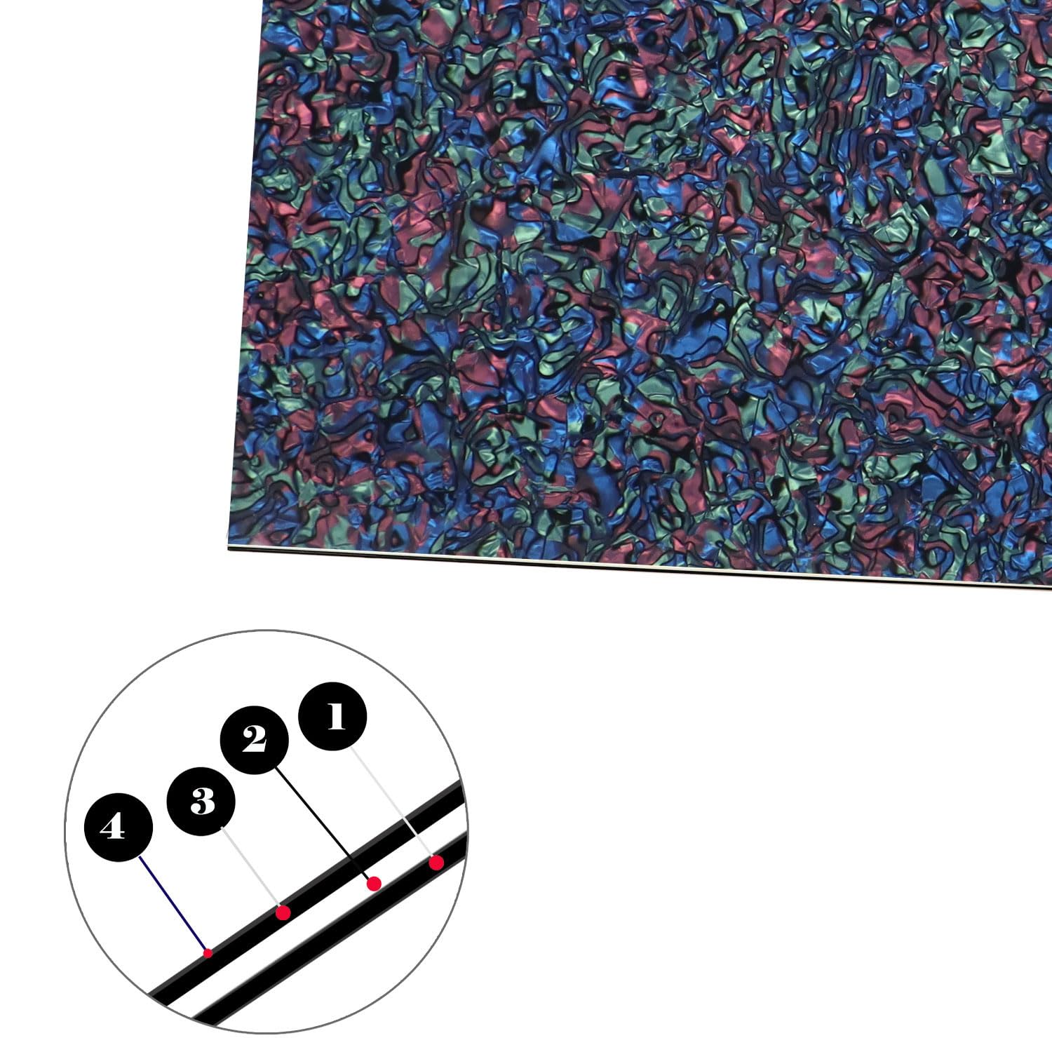 11.6″x17″ inch DIY Guitar Bass Pickguard Blank Material Sheet – Scratch Resistant Backplate for Strat/Tele Guitars & Jazz/P Bass (4Ply Abalone Shell)