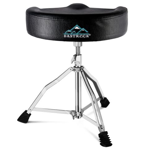 EASTROCK Drum Throne Adjustable Height, Drum Stools Rotatable Padded Motorcycle Style Drum Seat Drum Chair with Anti-Slip Feet for Drummers, Adult