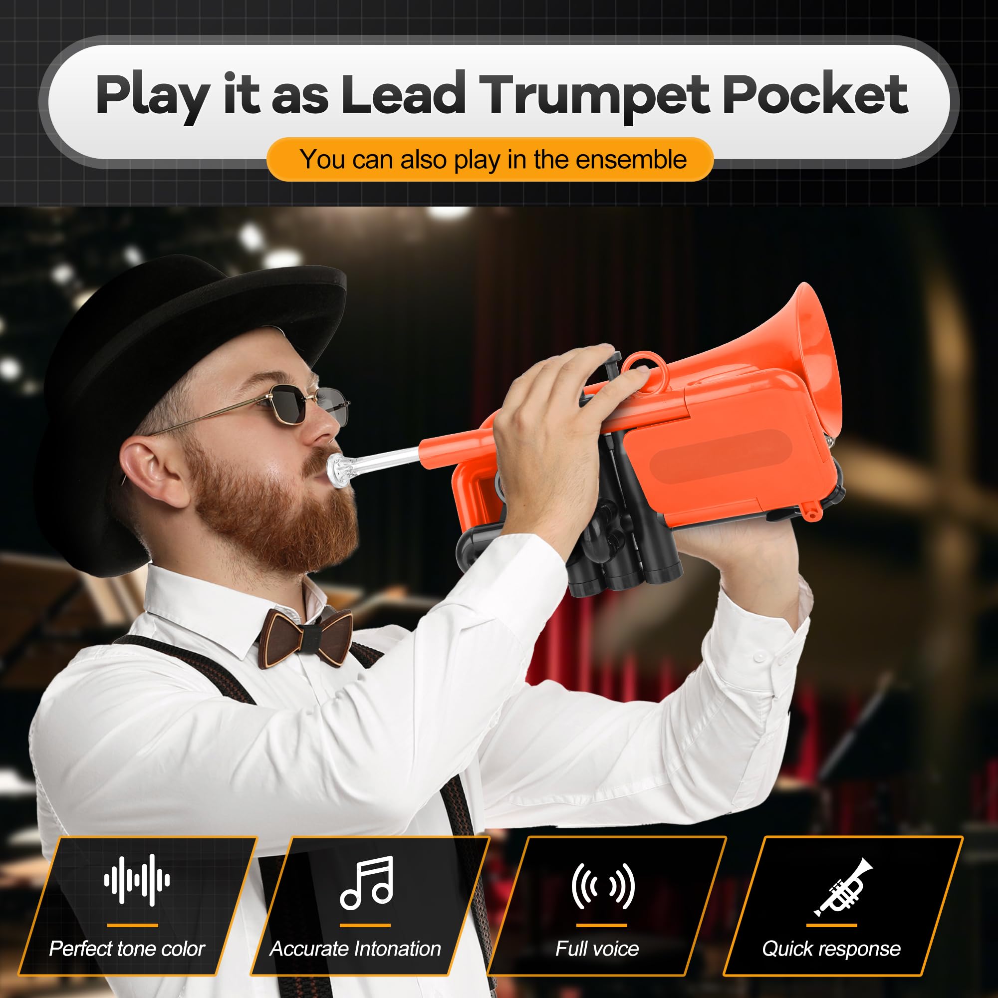 PAMPET DOLPHIN Pocket Trumpet Plastic Bb Trumpet for Student Beginner