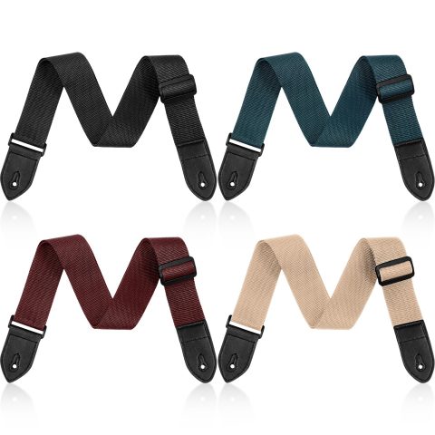 Fiada 4 Pcs Guitar Straps Electric Bass Acoustic Cotton Guitar Straps Adjustable for Musical Instrument Gift(Dark Color,Solid Color Style)