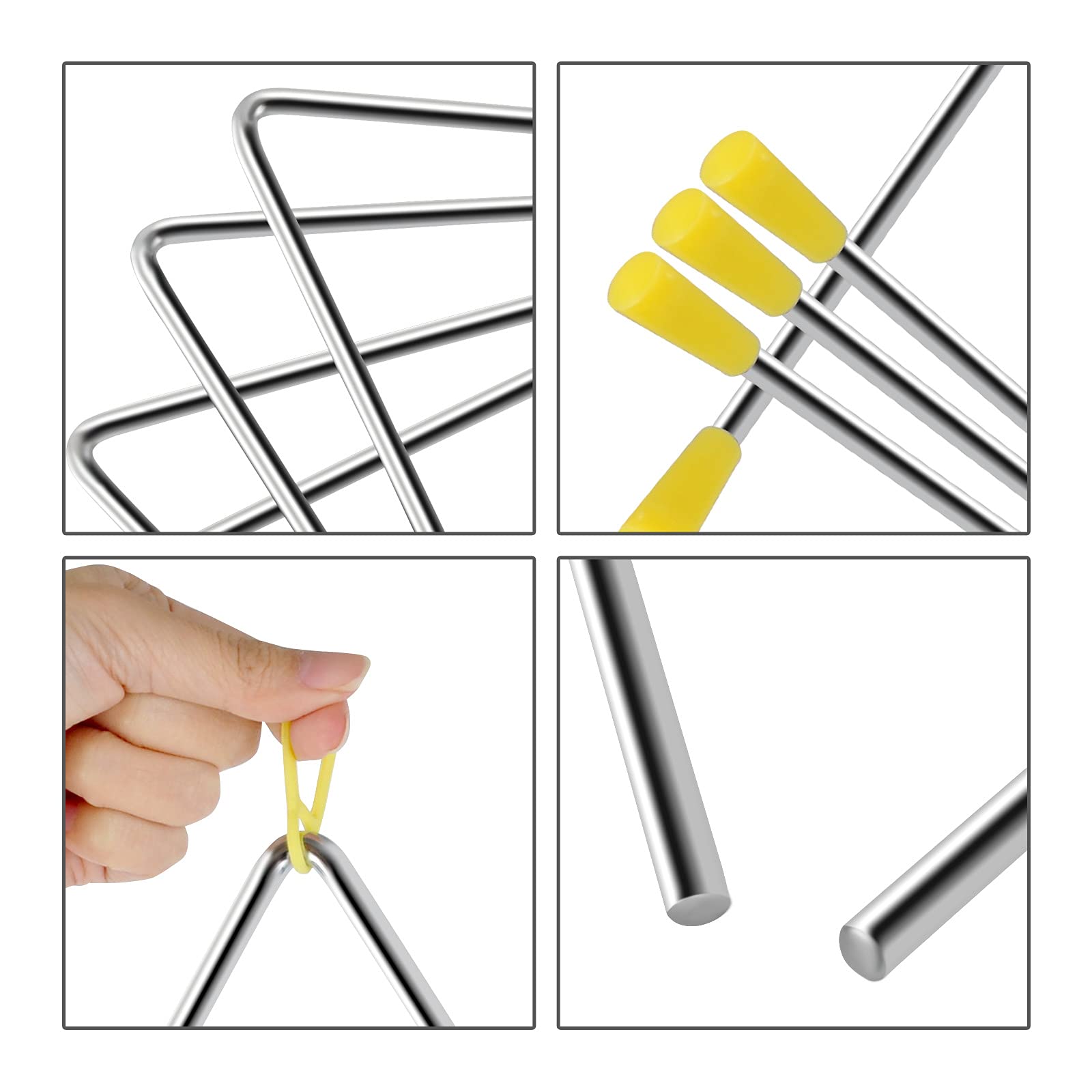EASTROCK Triangle Instrument Set 4 Packs 7 8 9 10 Inch with Striker
