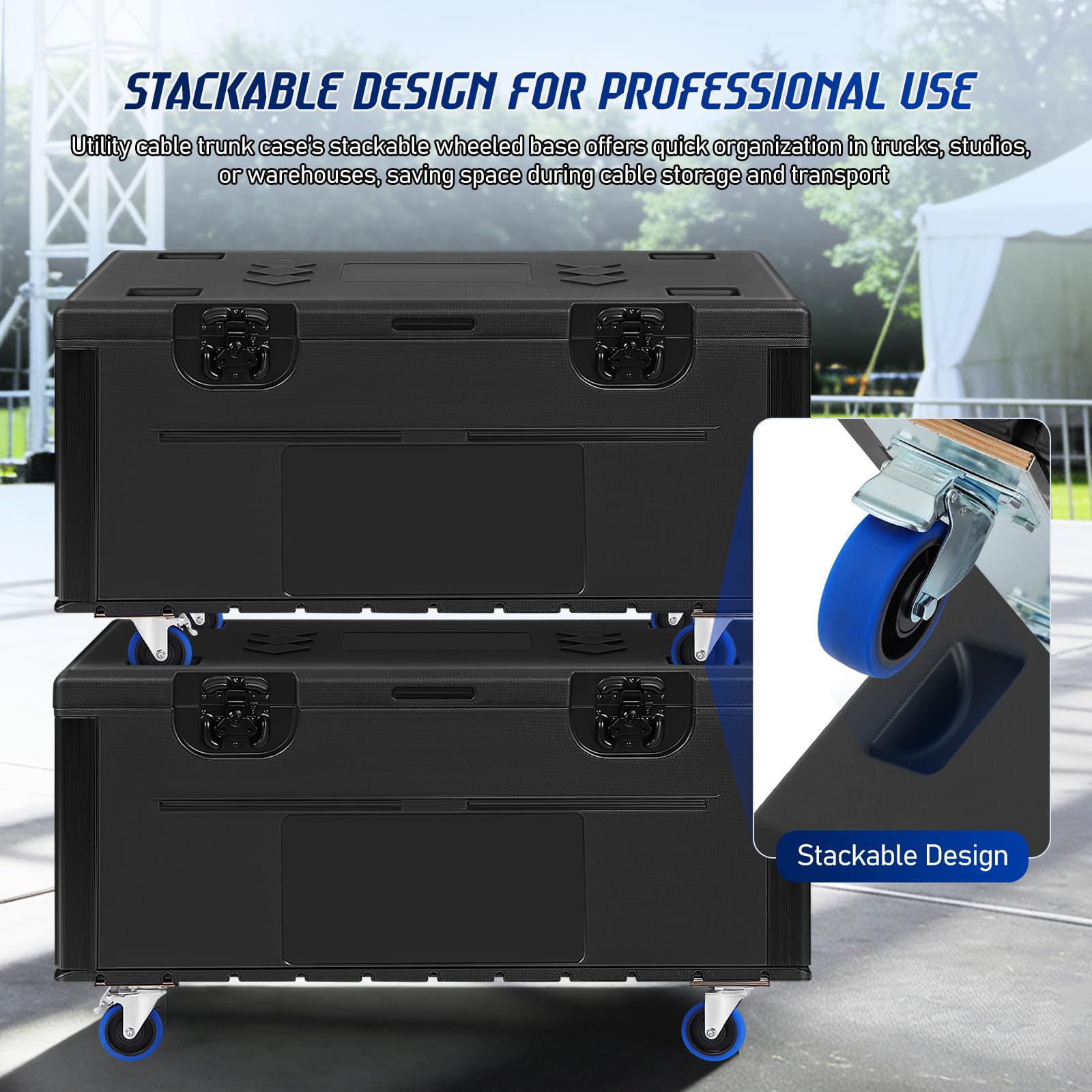 6 PACK Rolling Road Case with Heavy Duty Silent Wheels